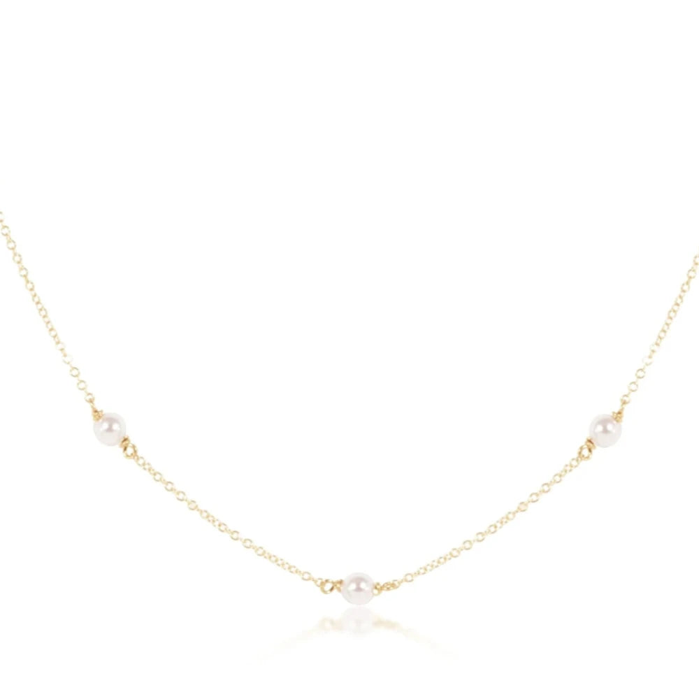 15" Choker Simplicity Chain Gold - 4mm Pearl