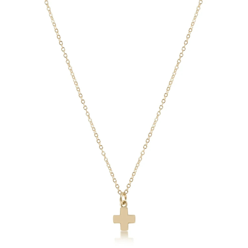 16" Necklace Gold - Signature Cross Small Gold Charm