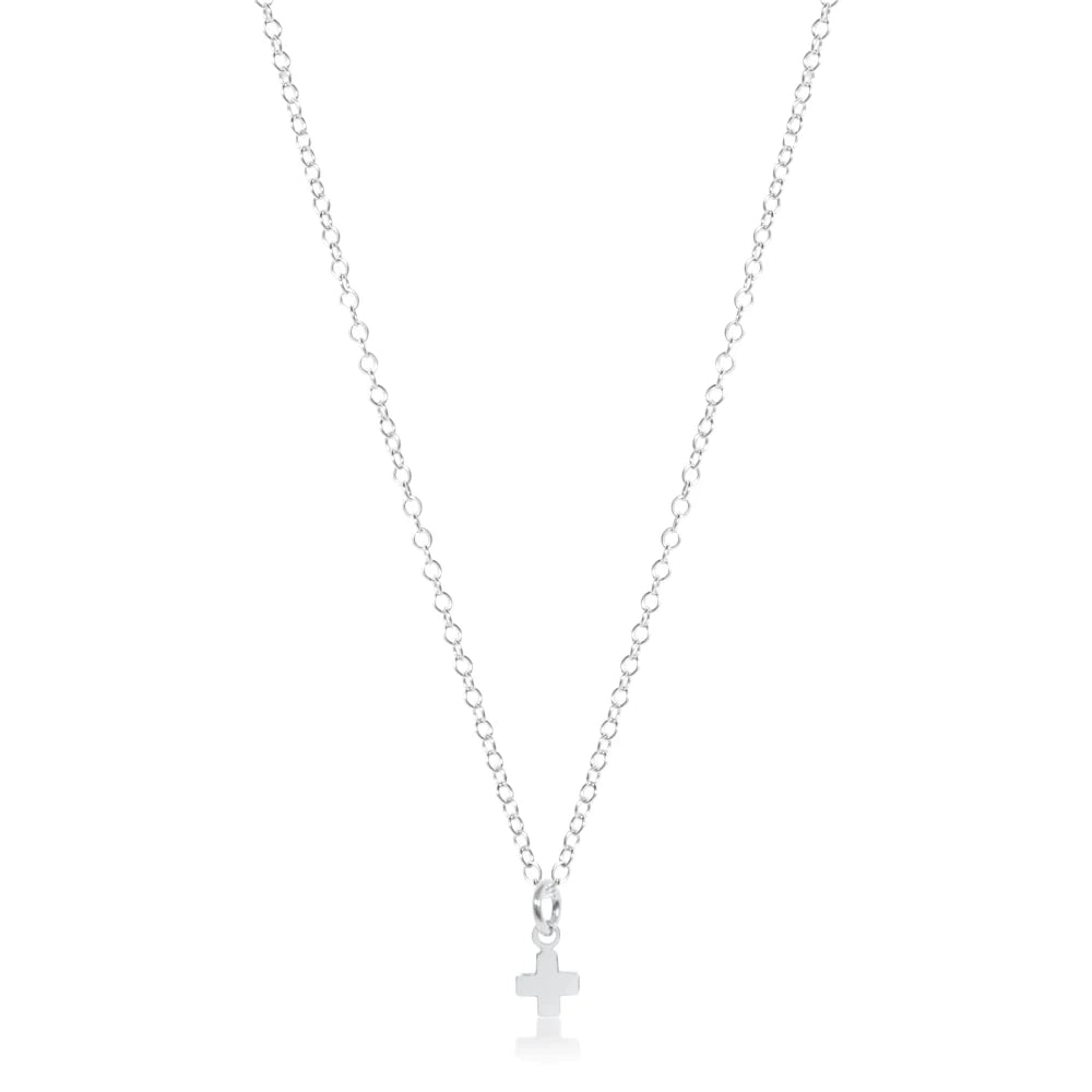 16" Necklace Gold - Signature Cross Small Sterling Charm