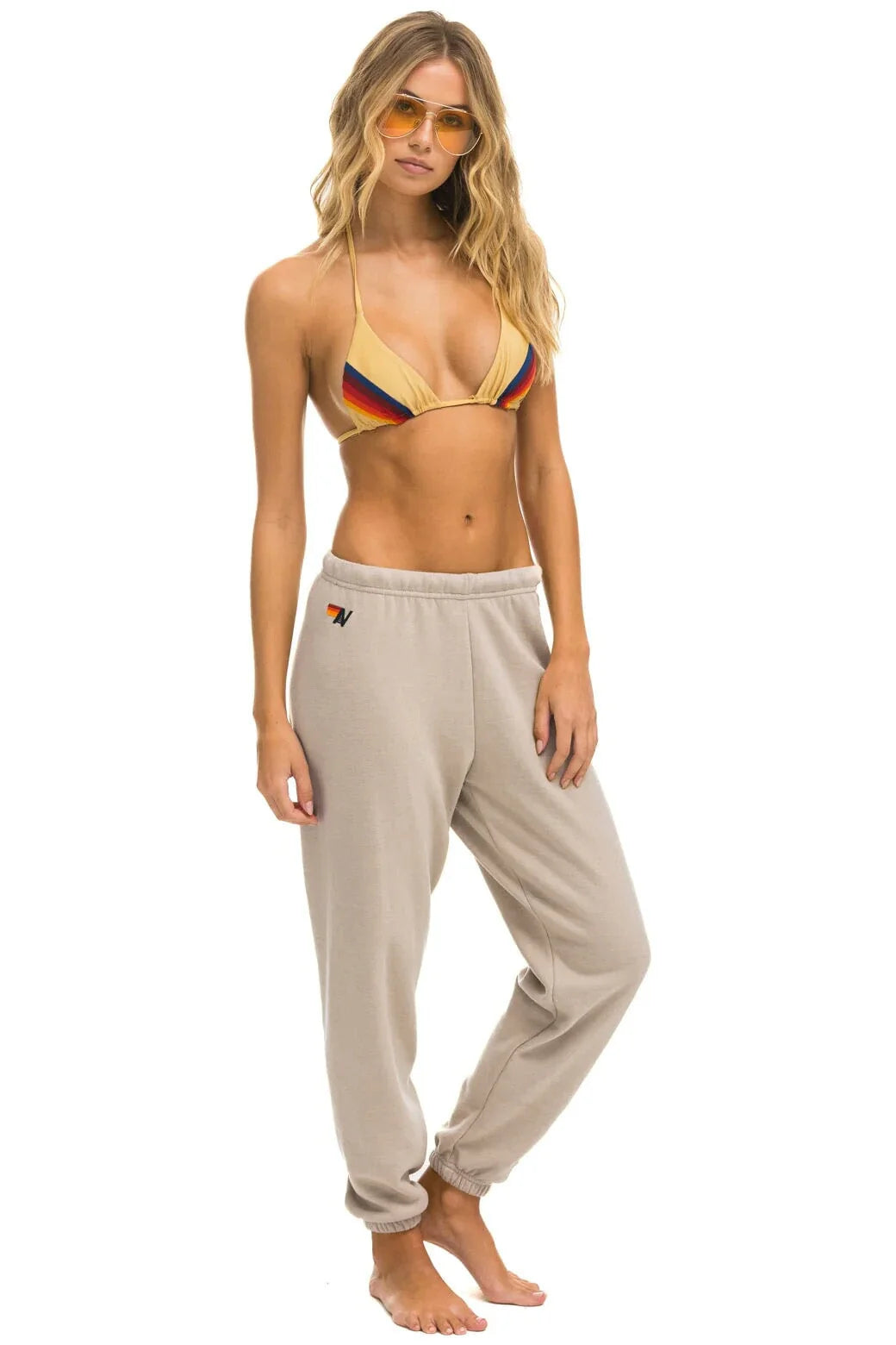 5 Stripe Women's Sweatpants Sand Tan