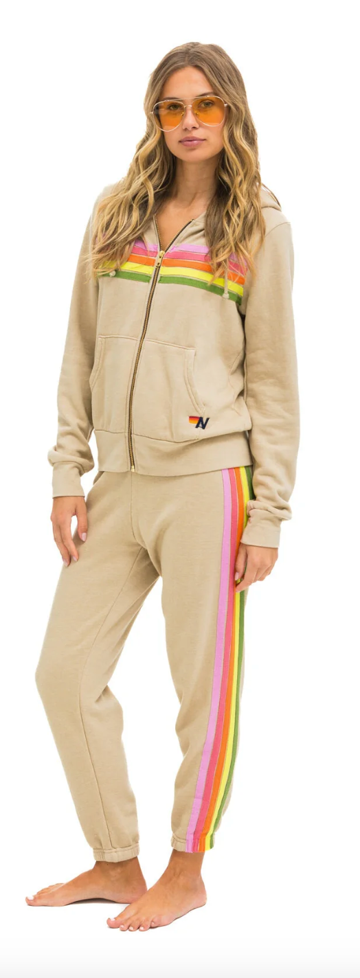 5 Stripe Sand Pink Green Sweatpants