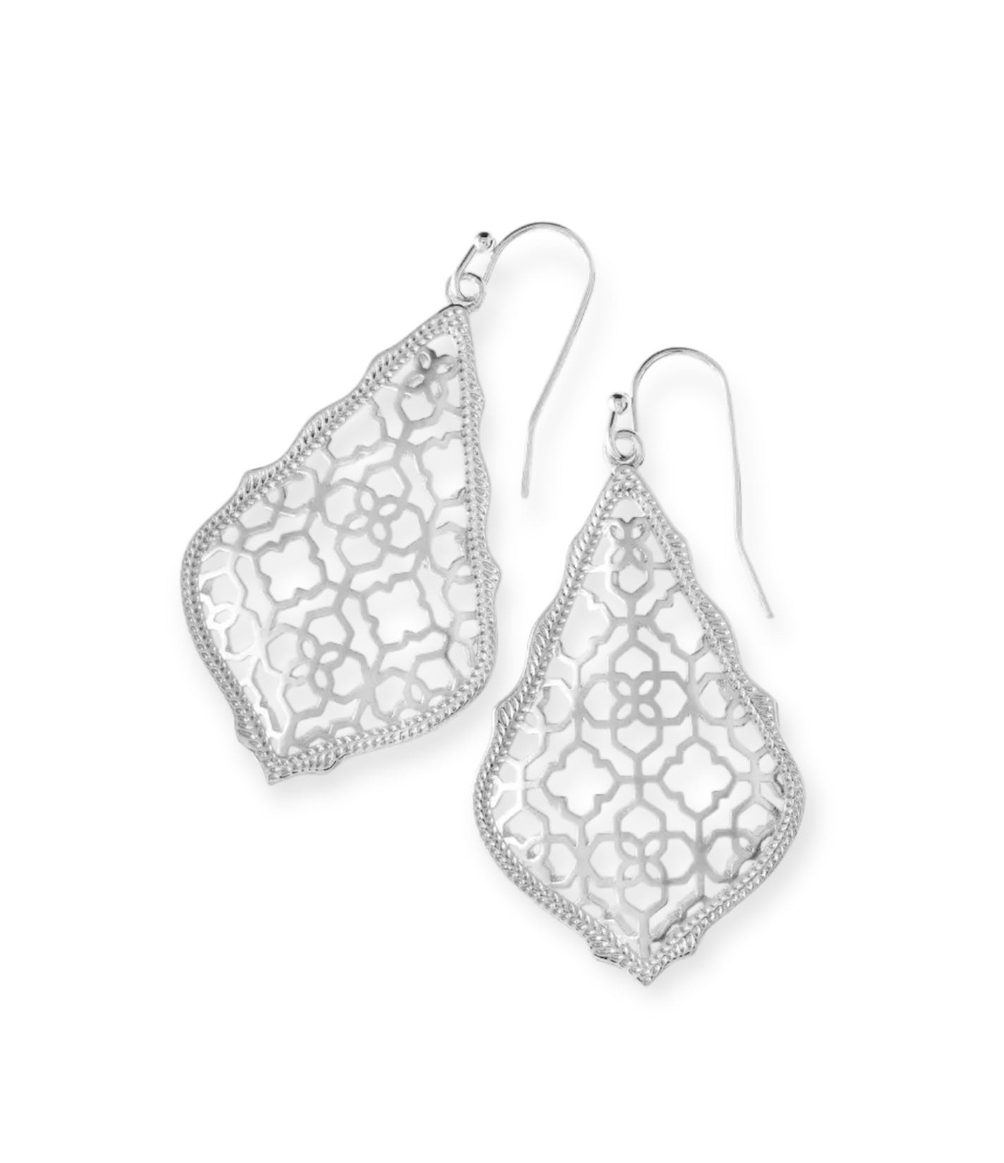 Addie Earring Rhodium Filigree Metal