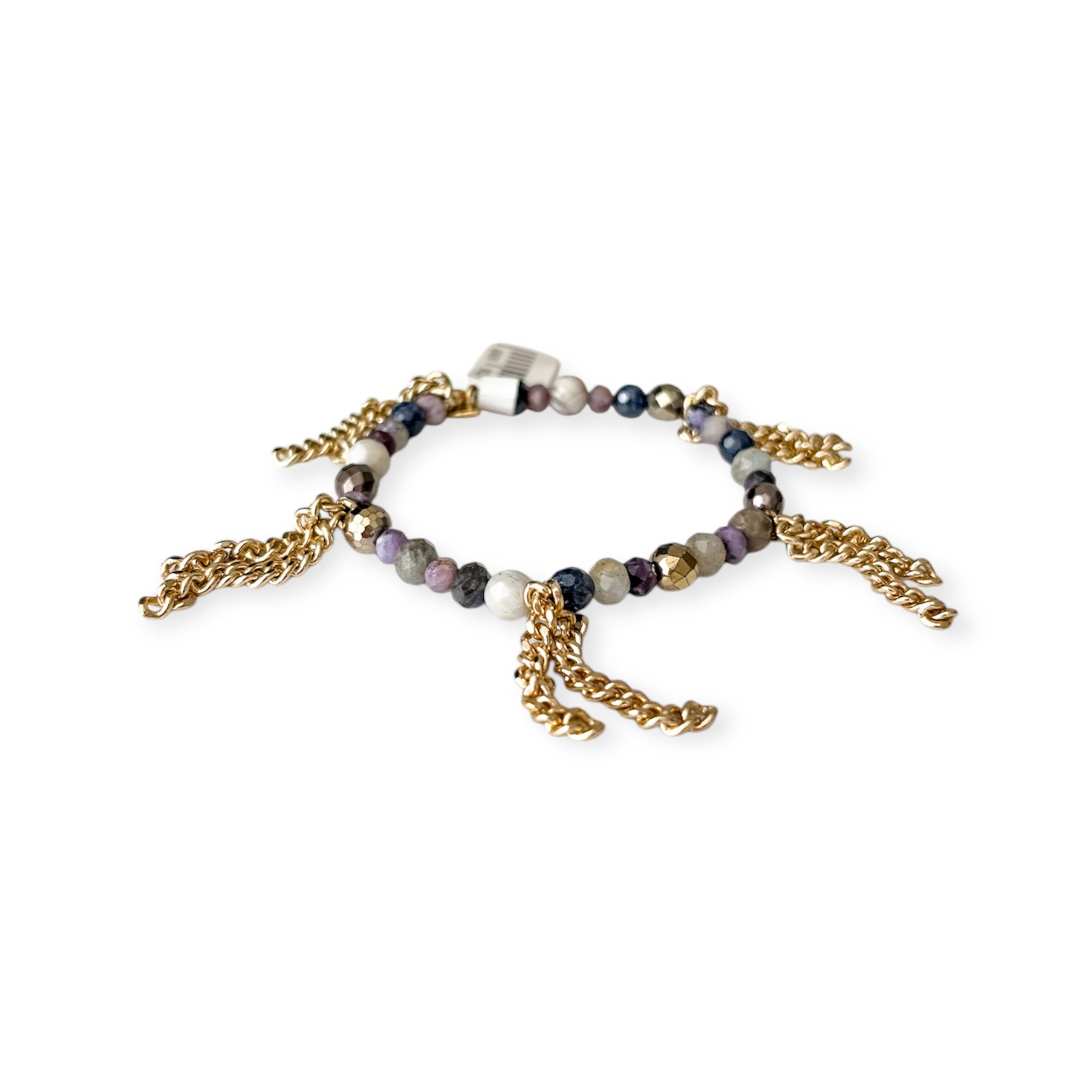 Agate Mix Stretch 6mm Bead & Chain Bracelet