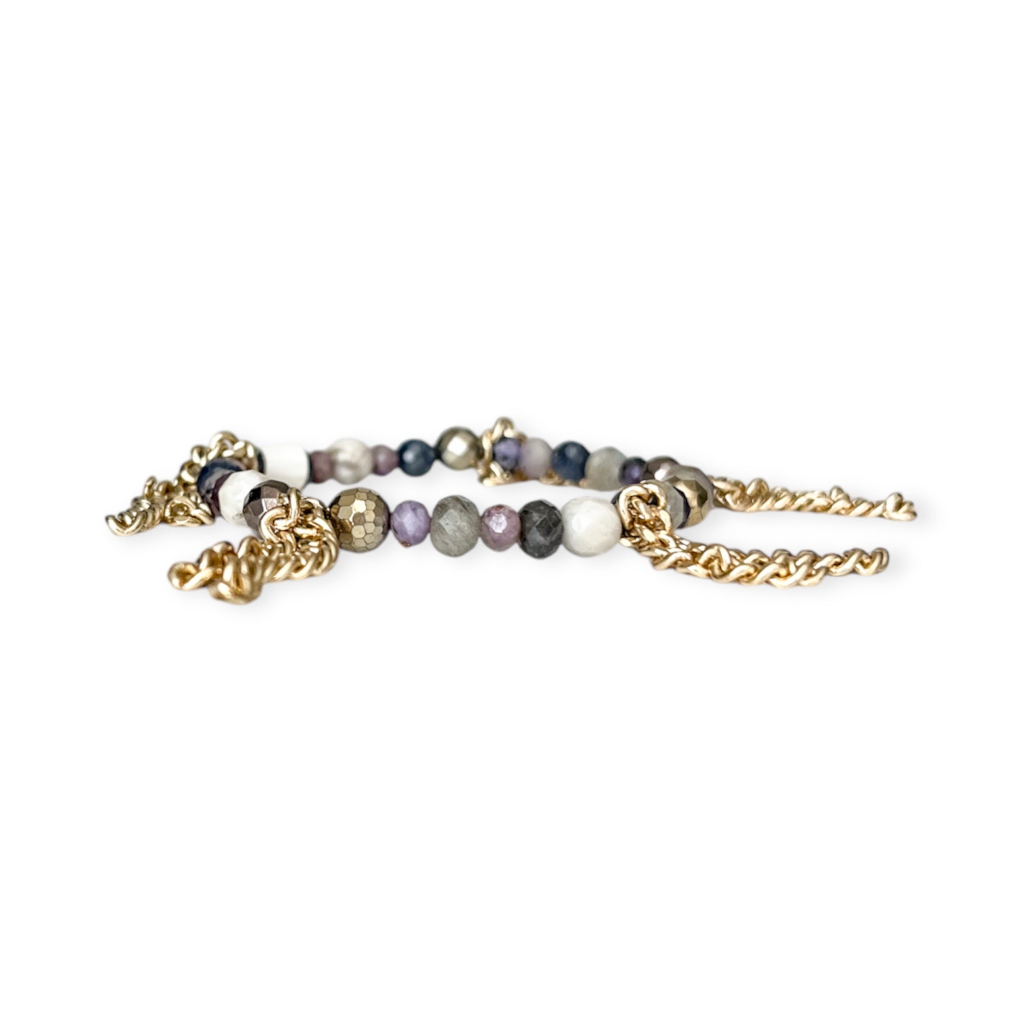 Agate Mix Stretch 6mm Bead & Chain Bracelet