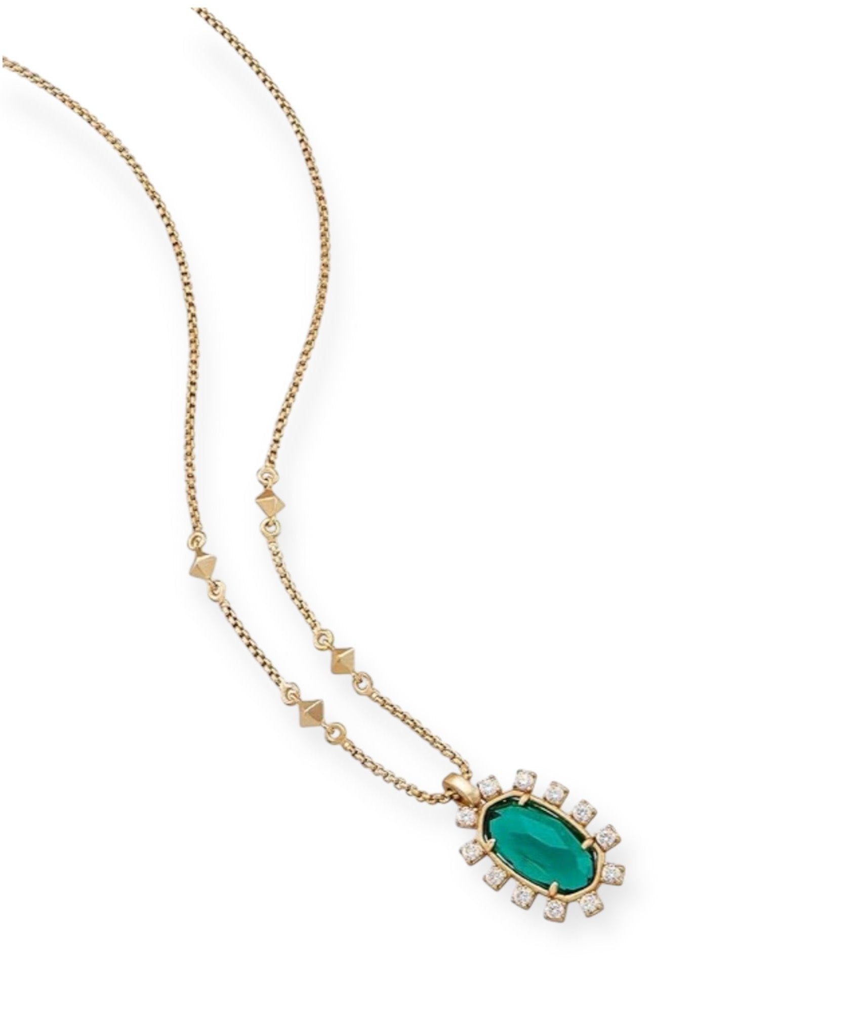 Brett Pendant Emerald Necklace in Bright Silver