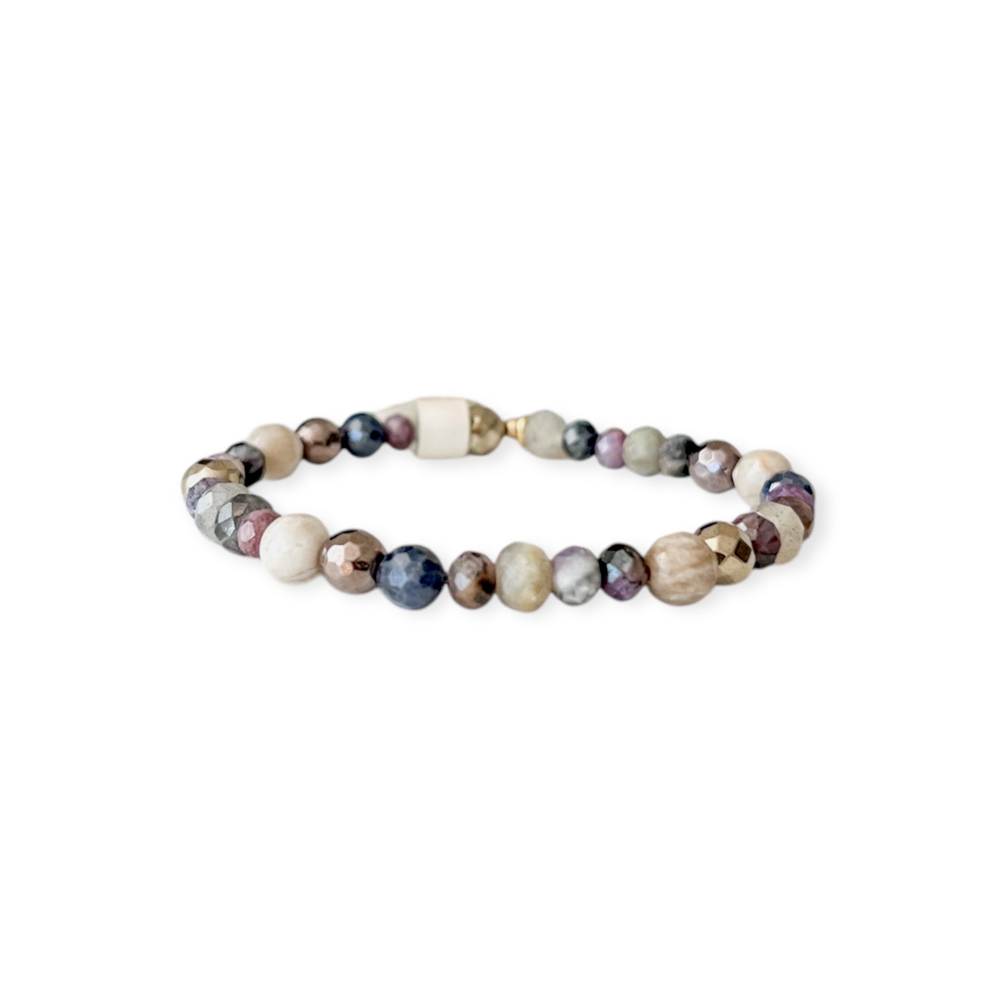 Bronze Multi Stretch Mix Agate Bead Bracelet