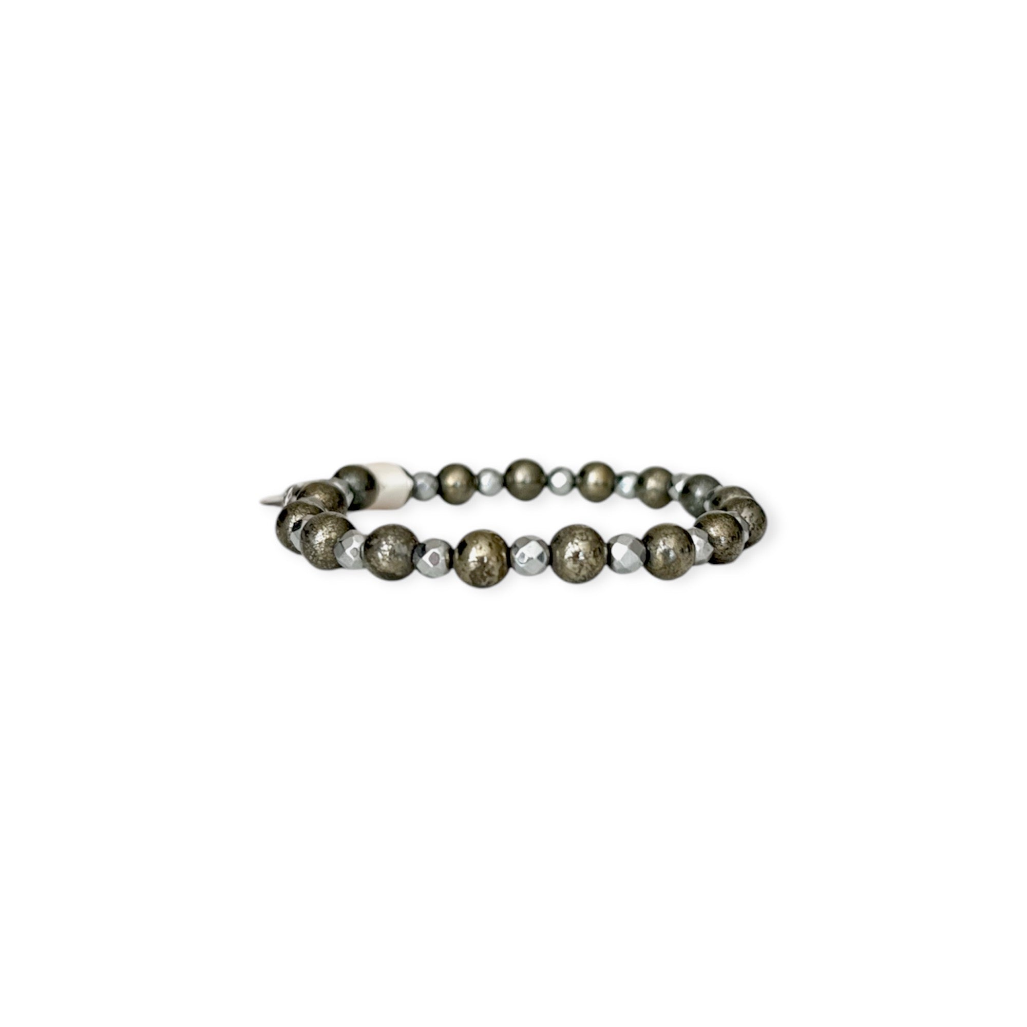 Bronze & Pewter Two Tone Stretch Bead Bracelet