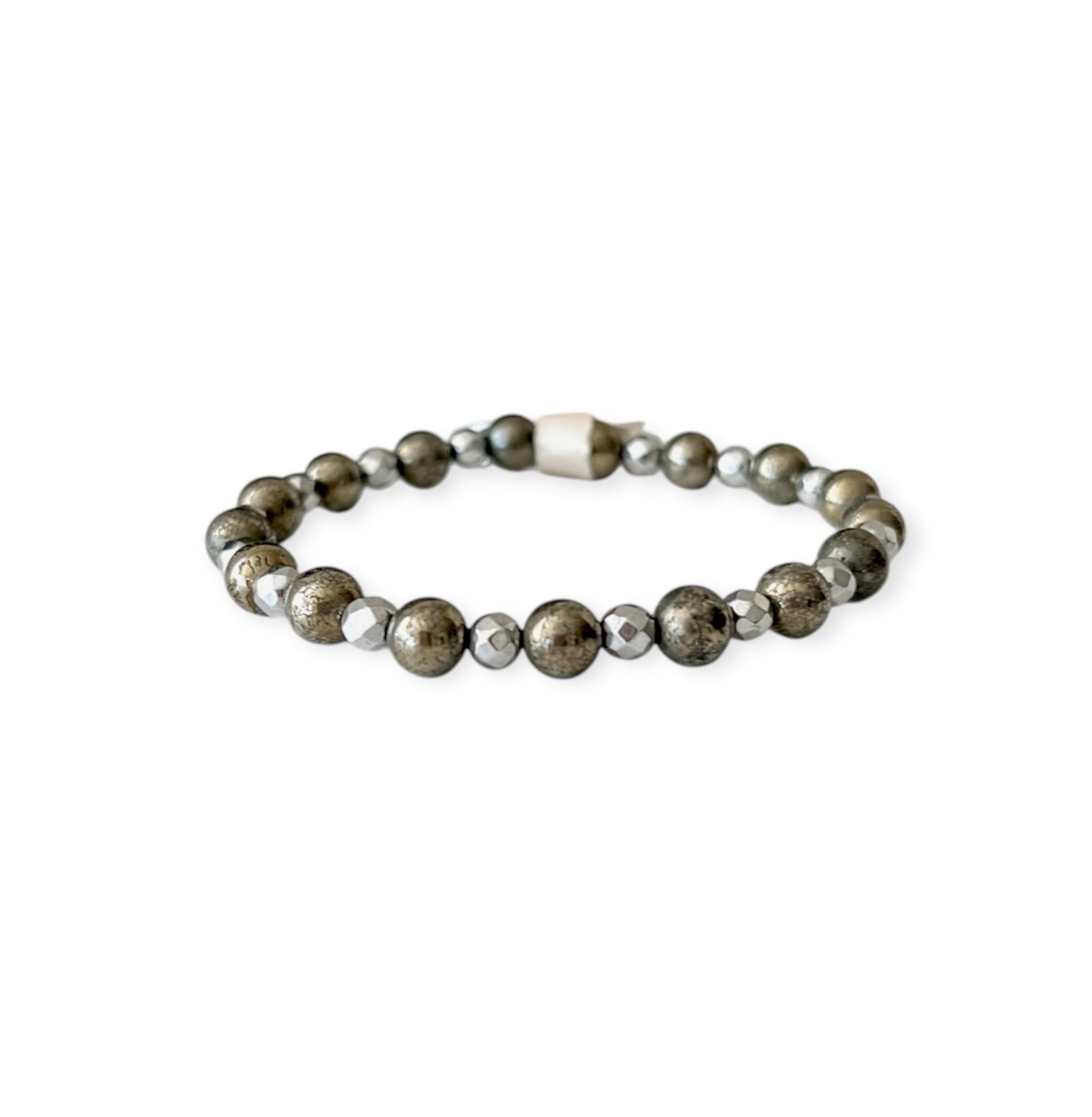 Bronze & Pewter Two Tone Stretch Bead Bracelet