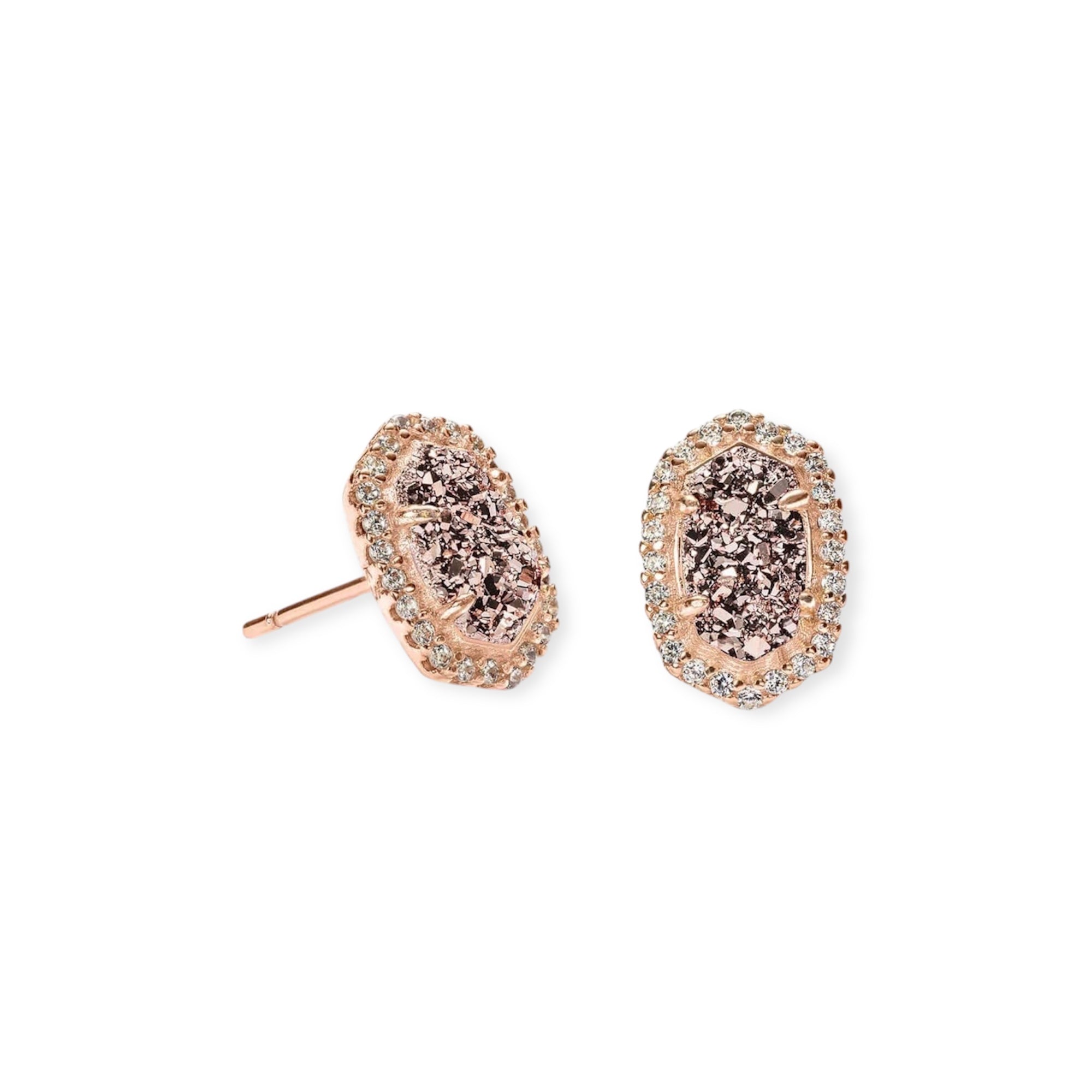 Cade Earrings in Rose Gold Iridescent Drusy