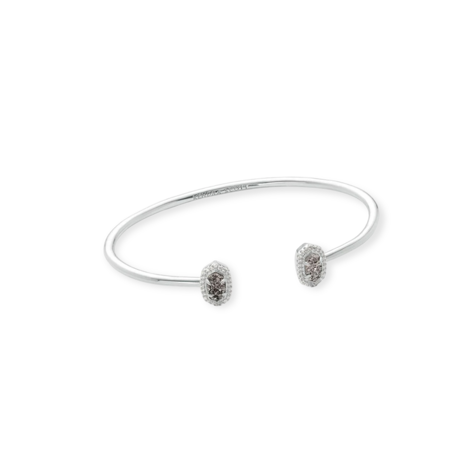 Calla Silver Cuff Bracelet in Platinum Drusy