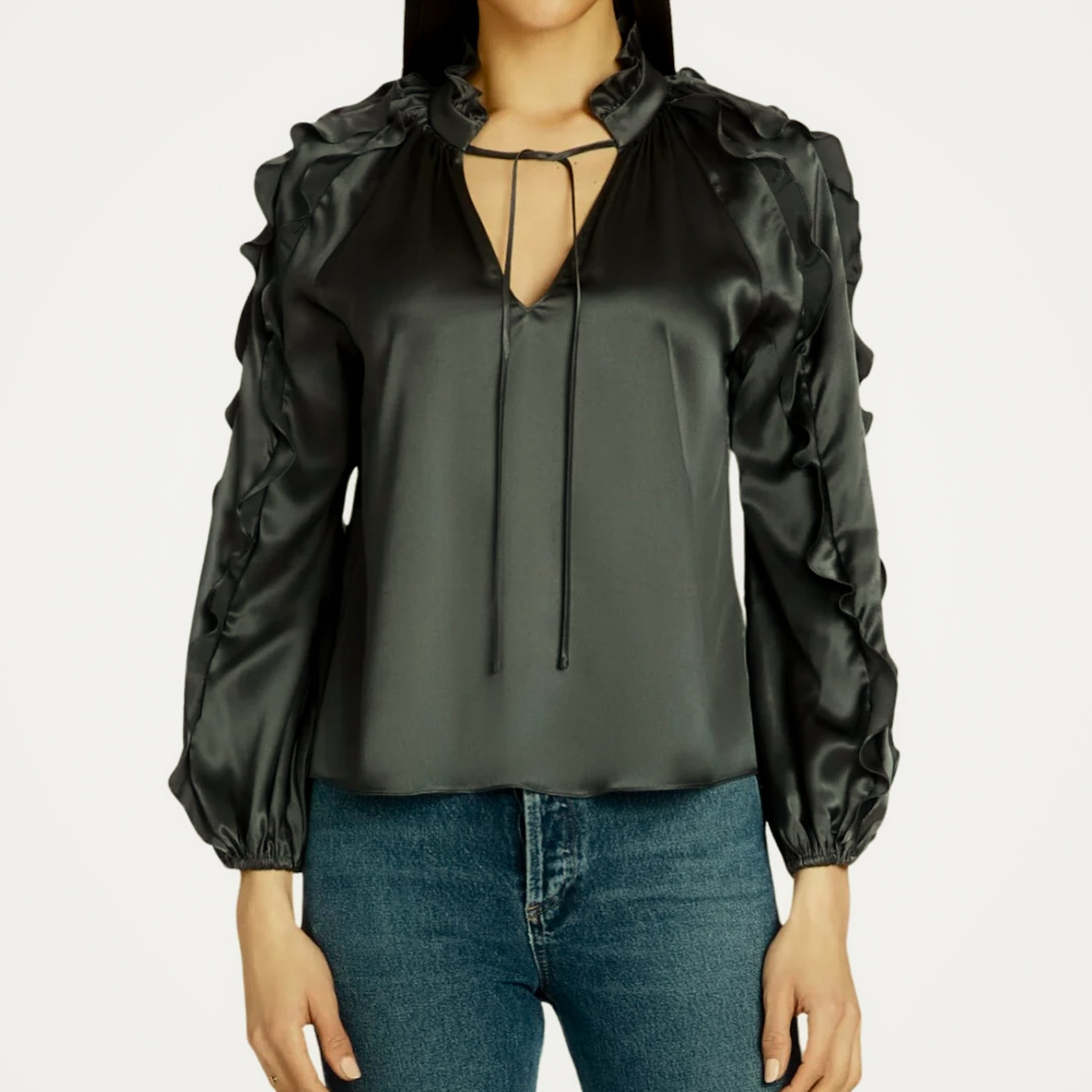 Claudine Silk Top in Zinc