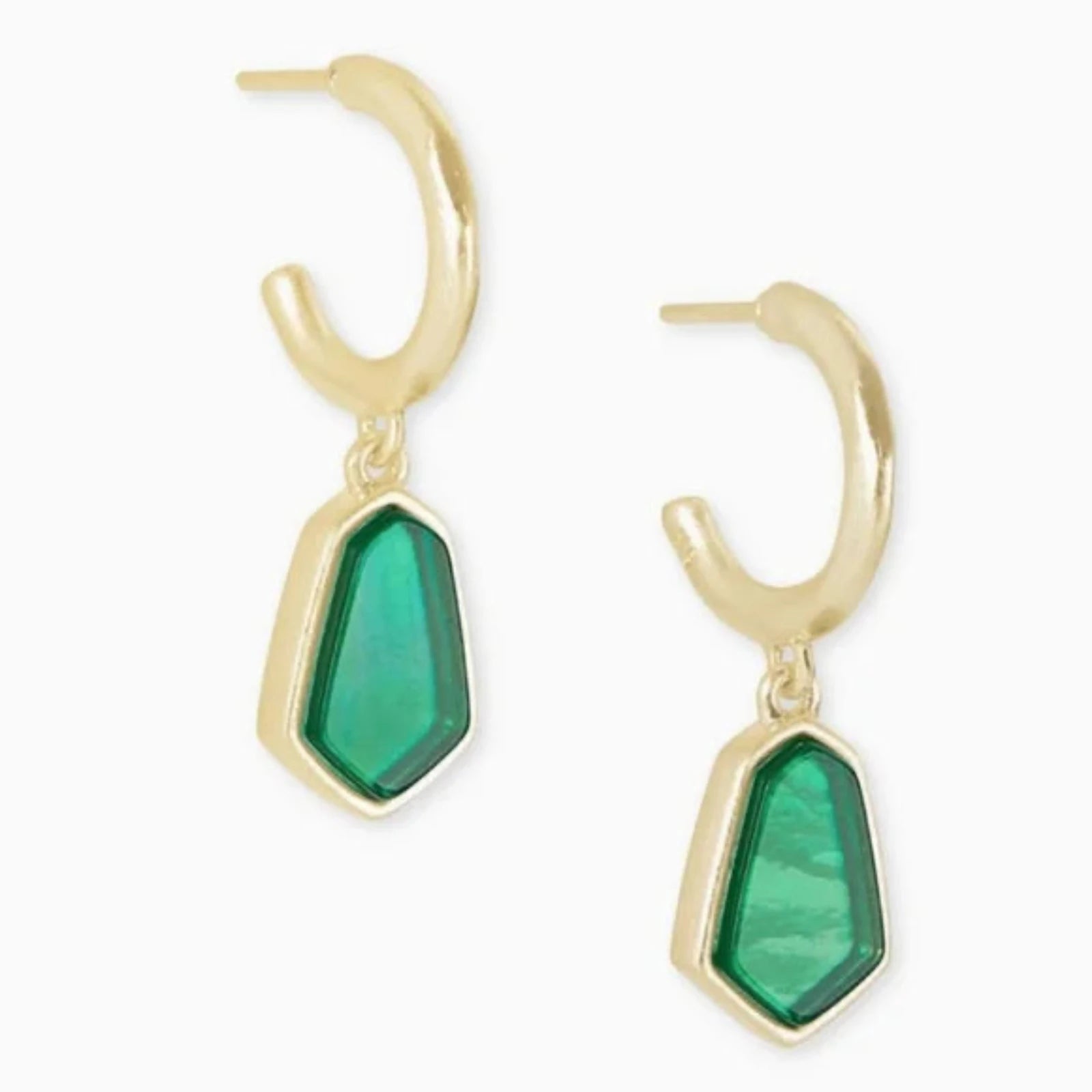 Clove Gold Huggie Hoops Earrings Jade Green Illusion