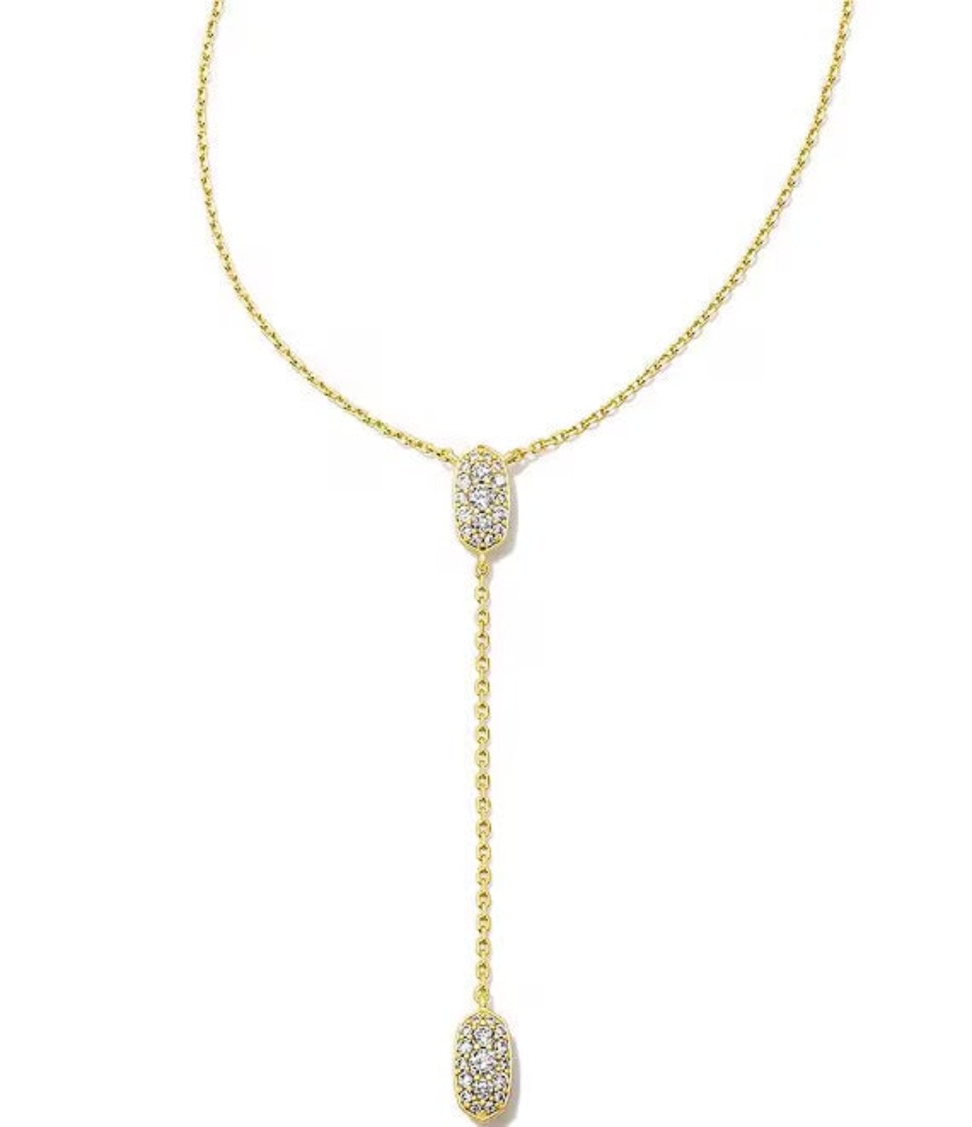 Crystal Grayson Pave Y Necklace in Gold