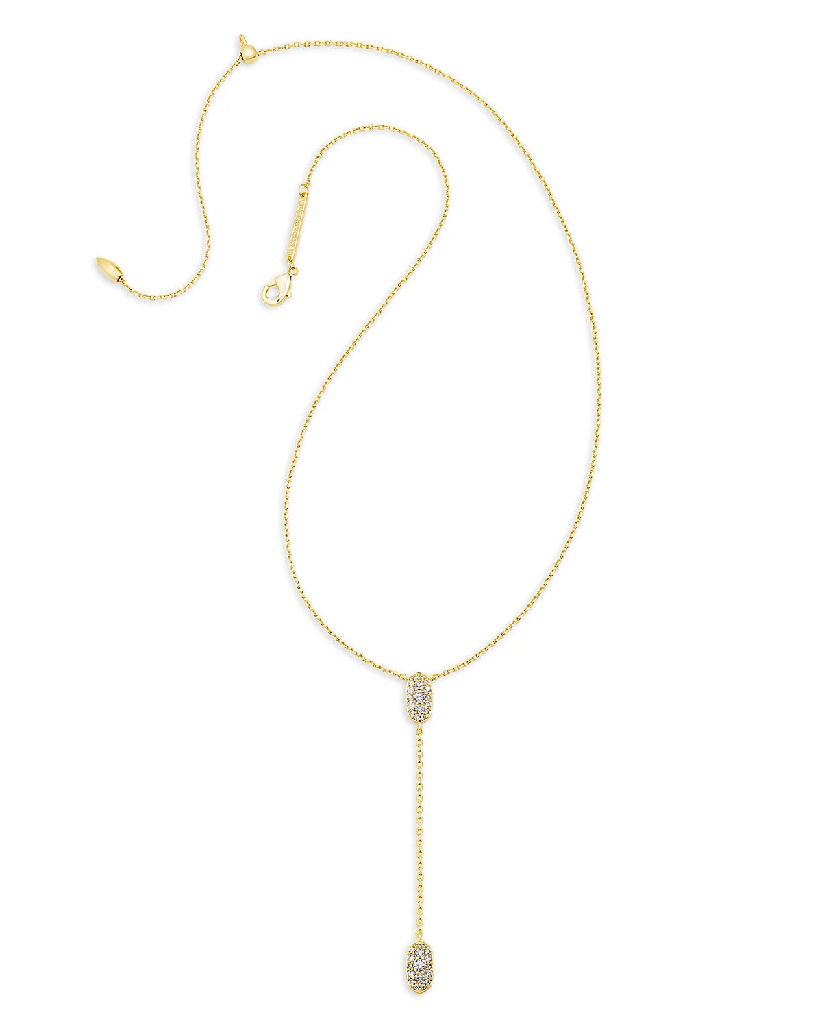 Crystal Grayson Pave Y Necklace in Gold