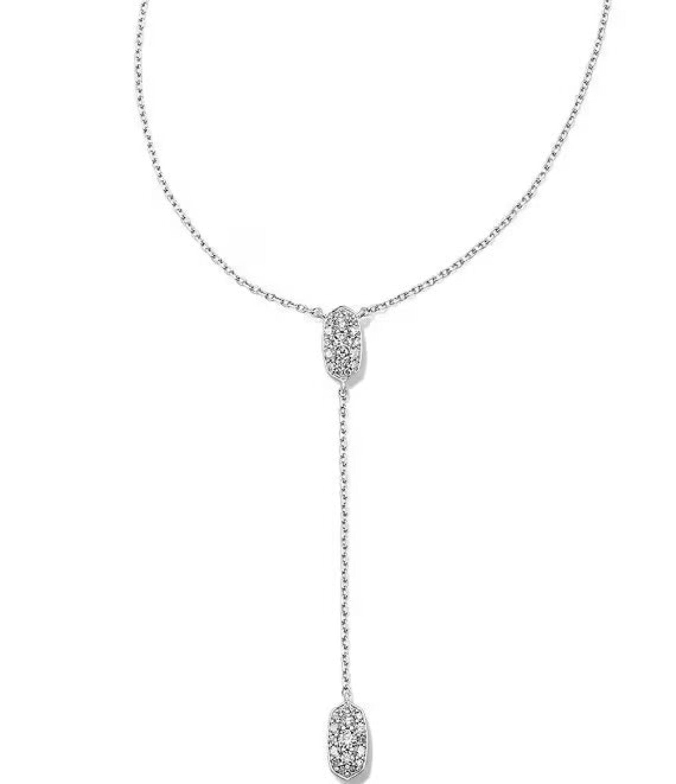 Crystal Grayson Pave Y Necklace in Silver