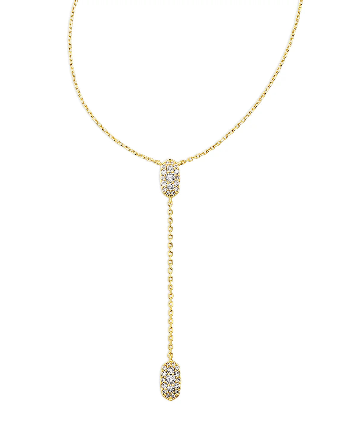 Crystal Grayson Pave Y Necklace in Gold