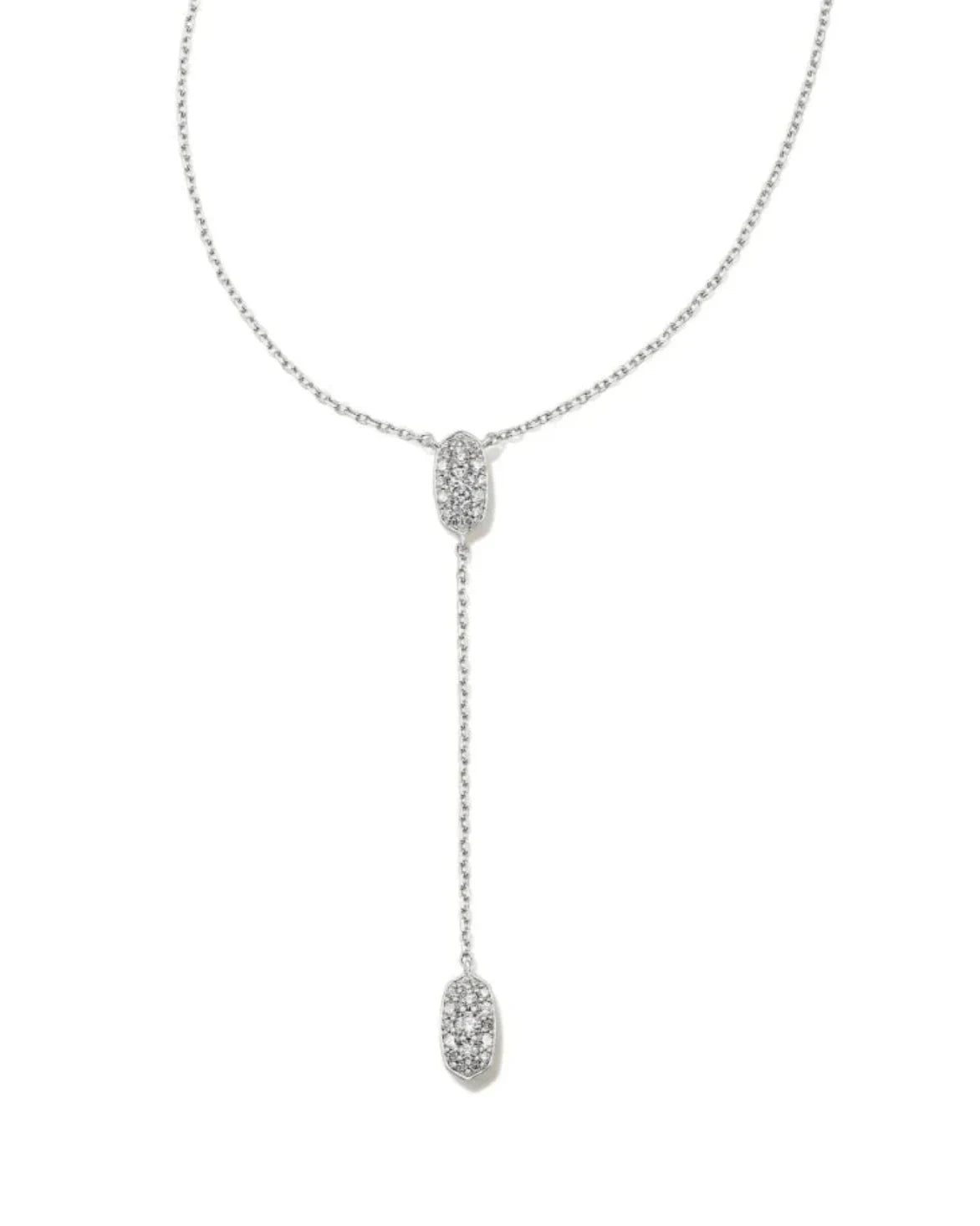 Crystal Grayson Pave Y Necklace in Silver