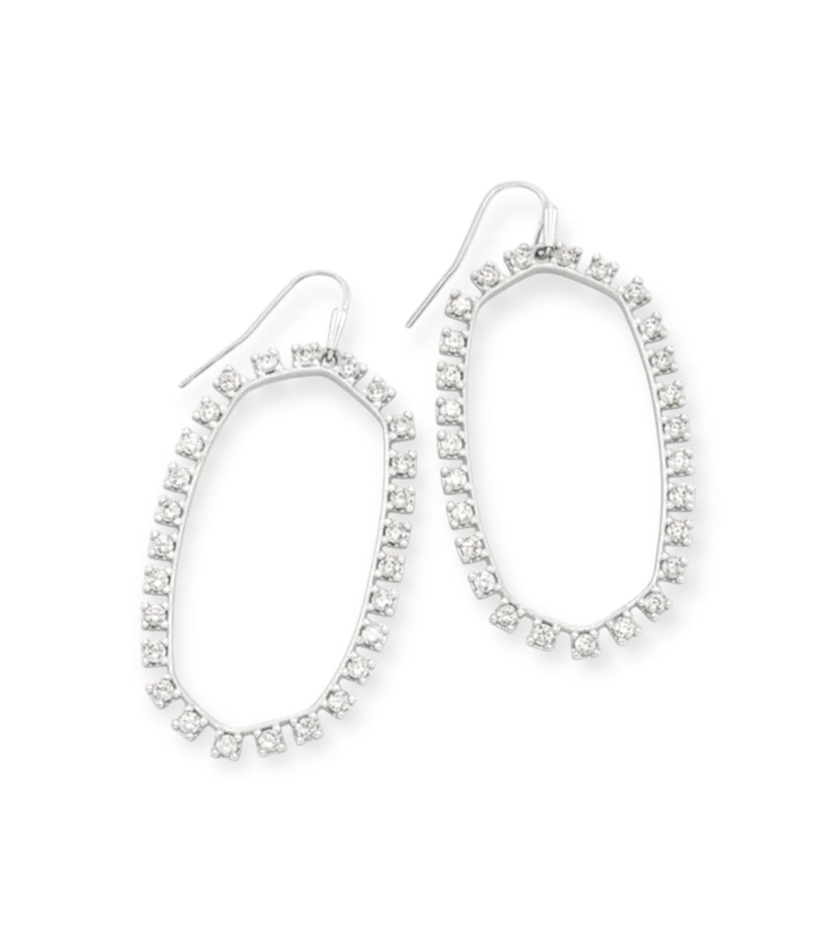 Danielle Open Frame Crystal Rhodium Earrings