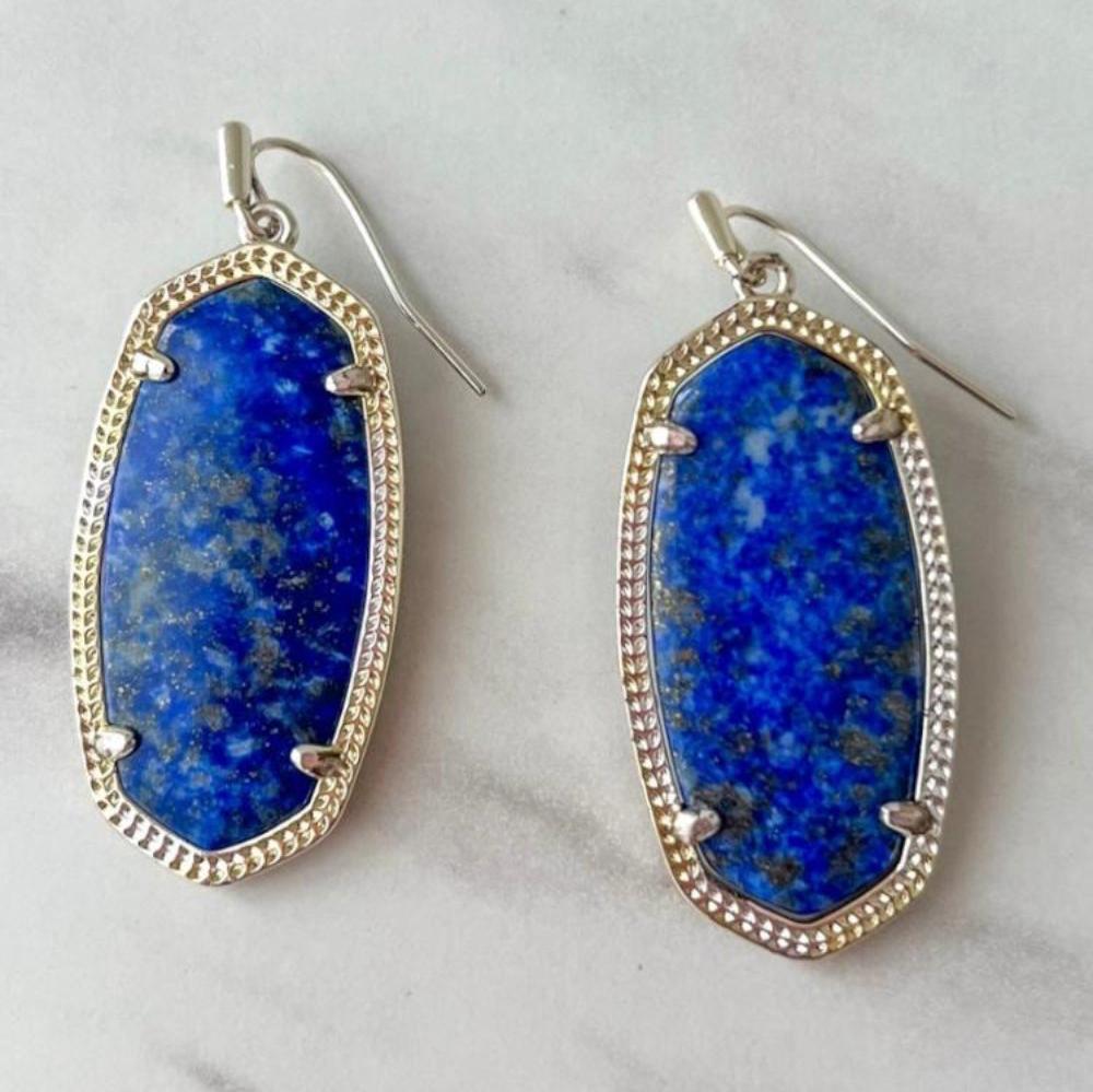 Elle Bright Silver Blue Lapis Earrings