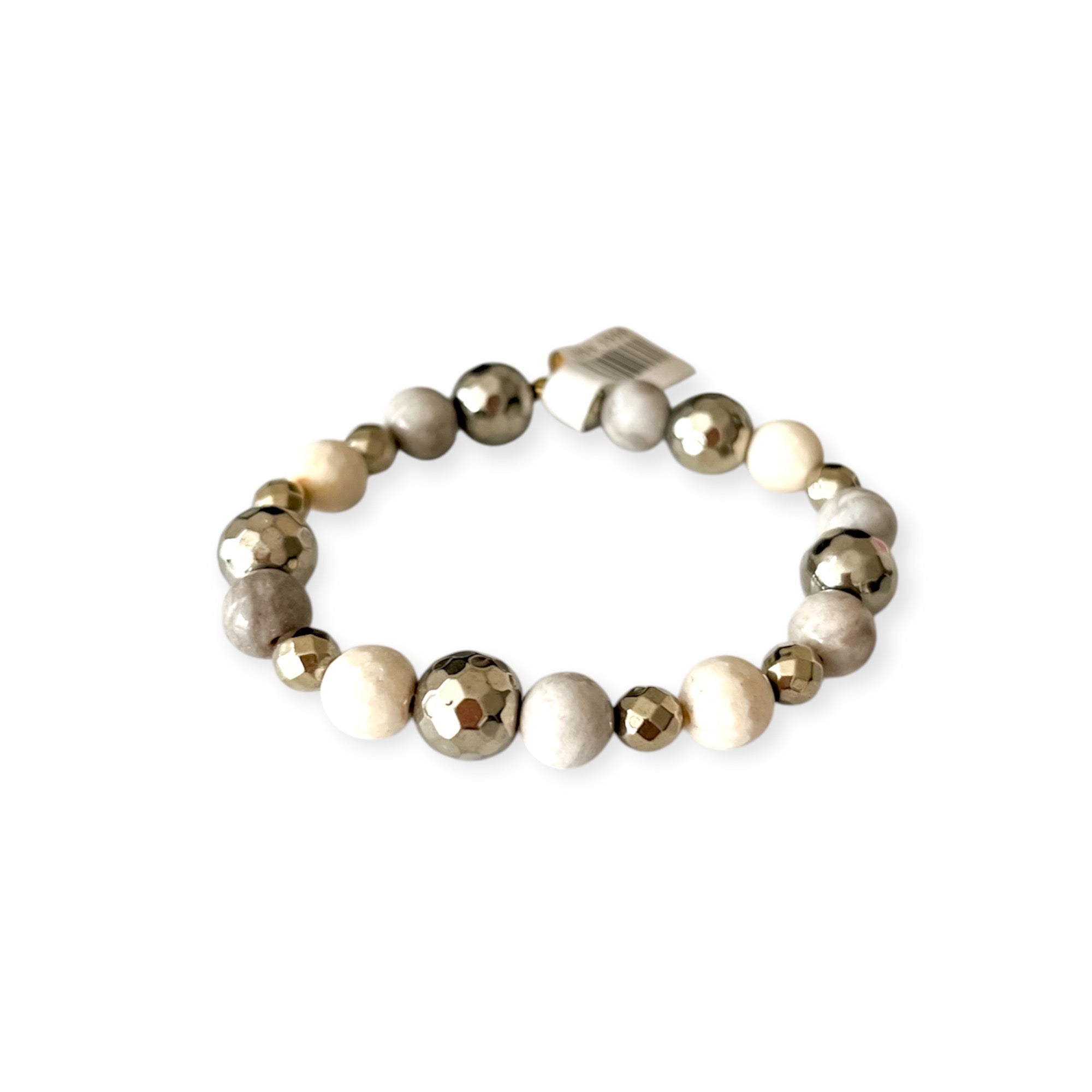 Gold & Pewter Stretch Mix Bead Bracelet