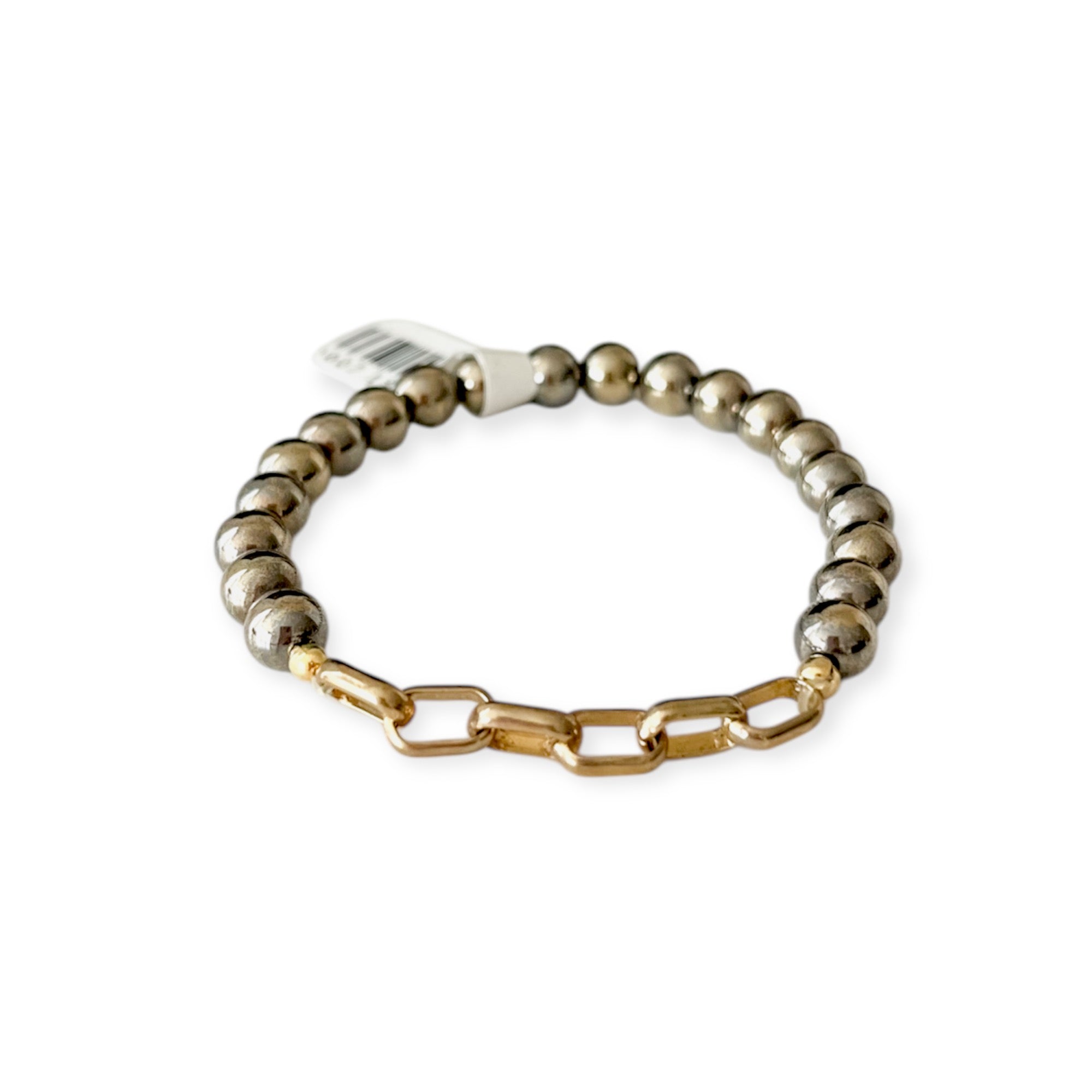 Gold Link Stretch Mix Bead Bracelet