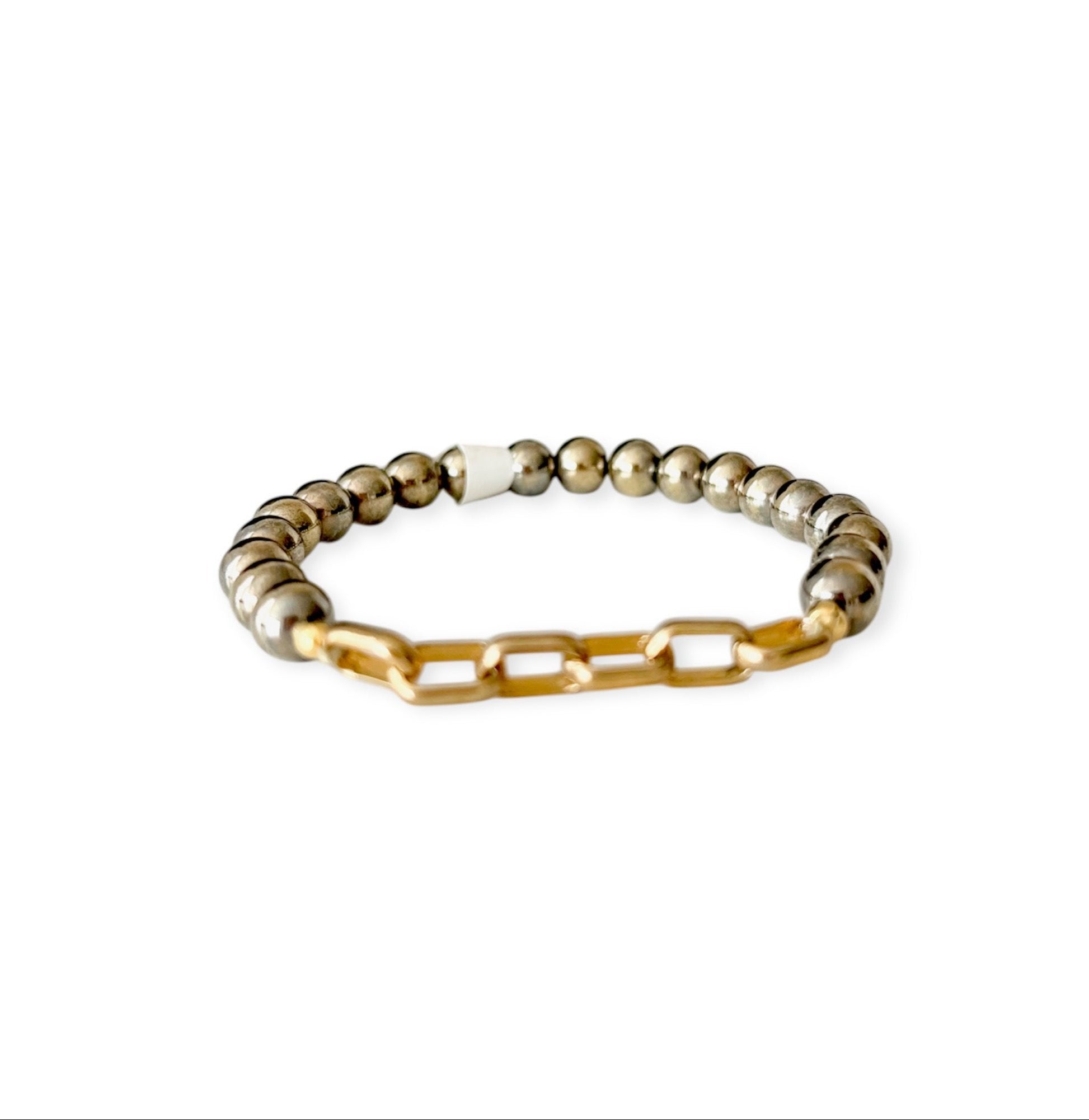 Gold Link Stretch Mix Bead Bracelet