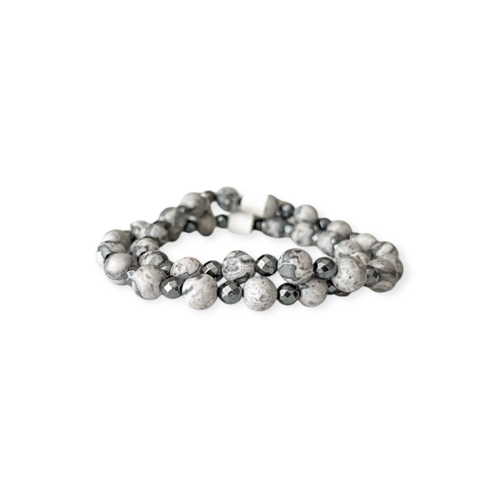 Gunmetal Gray Stretch Bead Bracelet