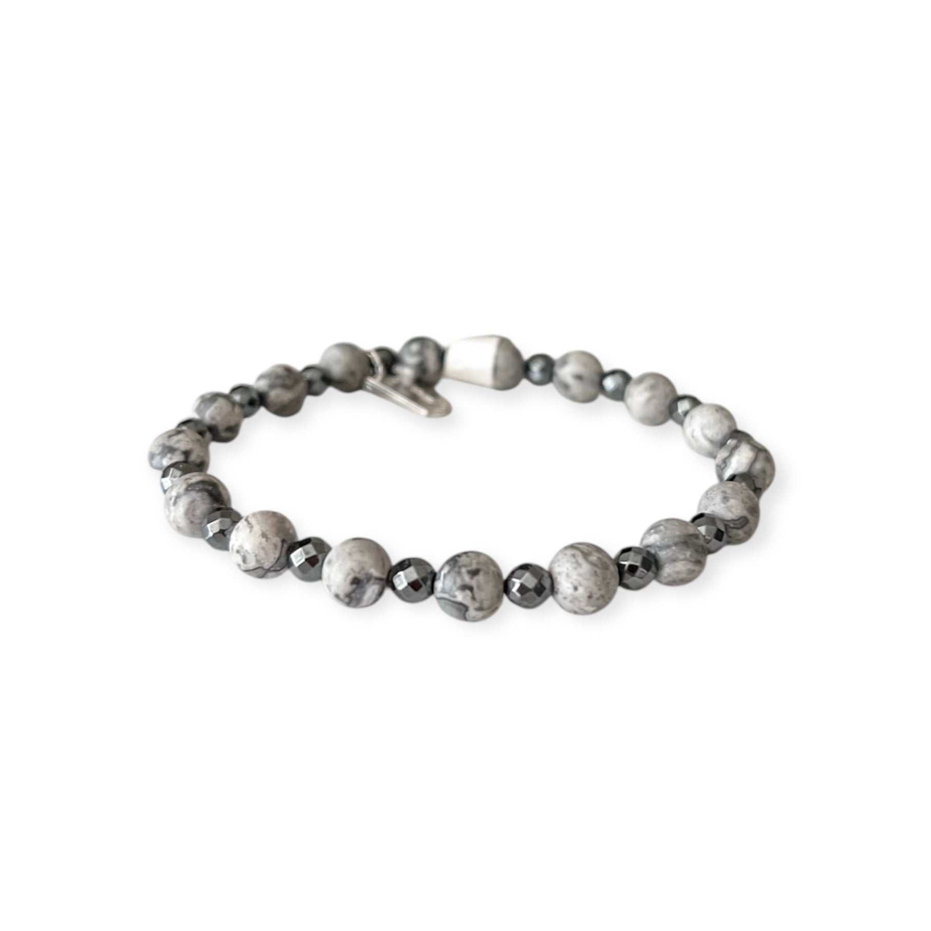 Gunmetal Gray Stretch Bead Bracelet