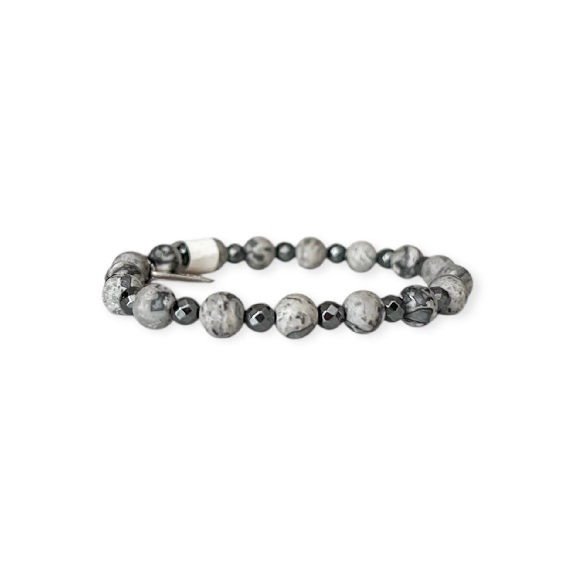 Gunmetal Gray Stretch Bead Bracelet