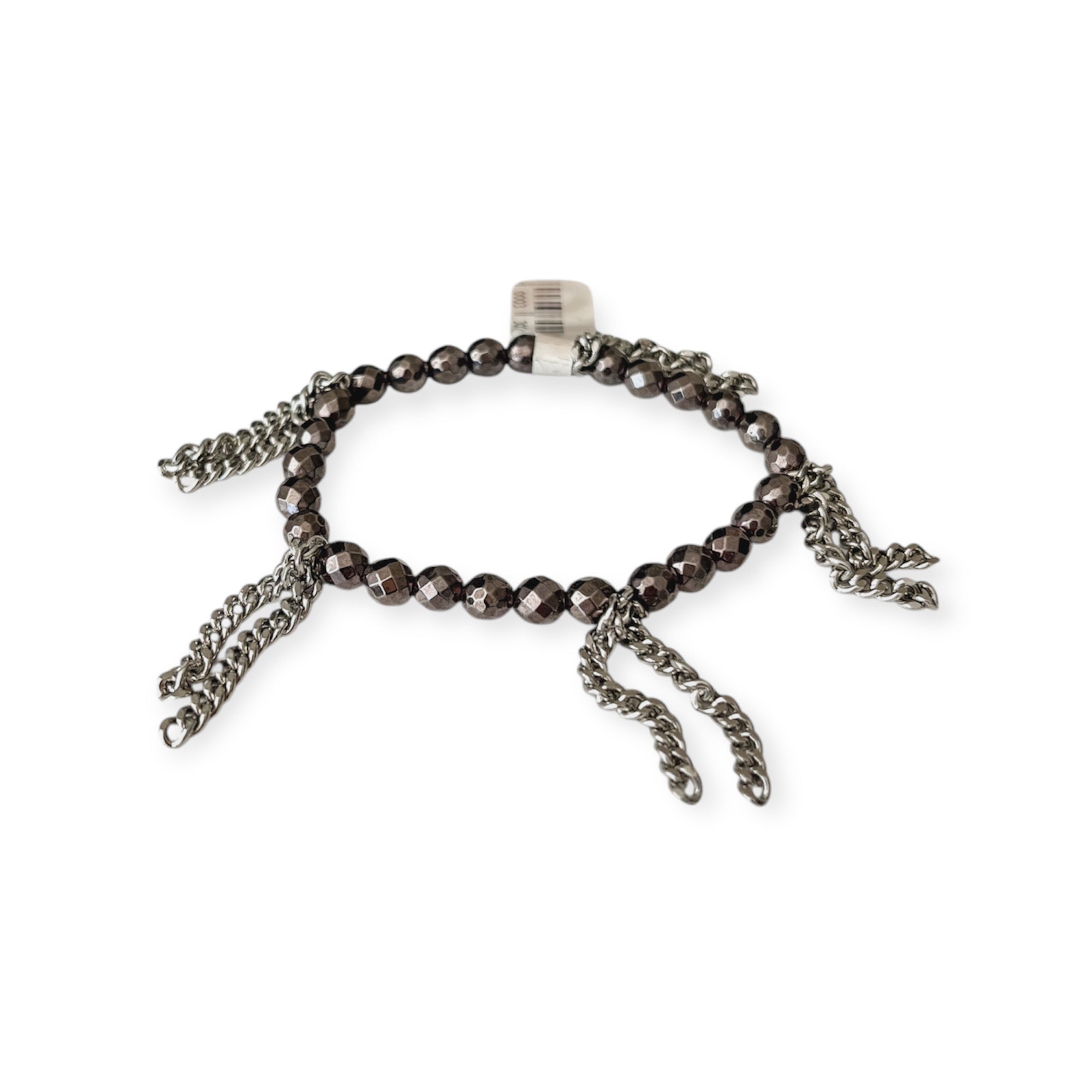 Gunmetal Stretch Mini Bead & Chain Bracelet