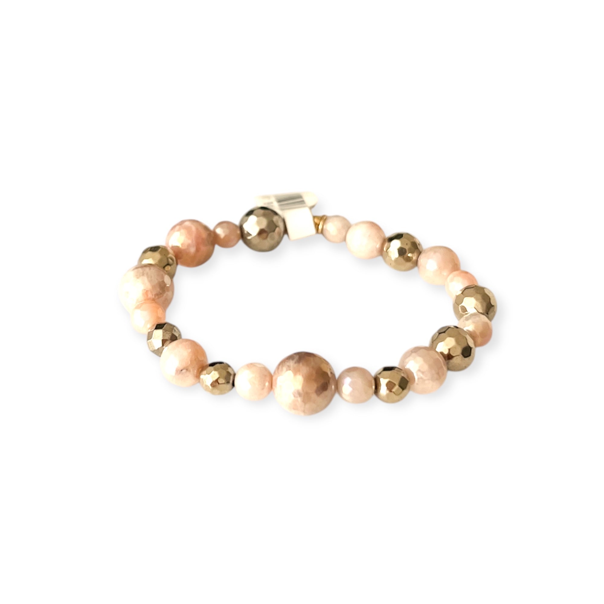 Rose Gold Mix Metal Stretch Large Bead Bracelet