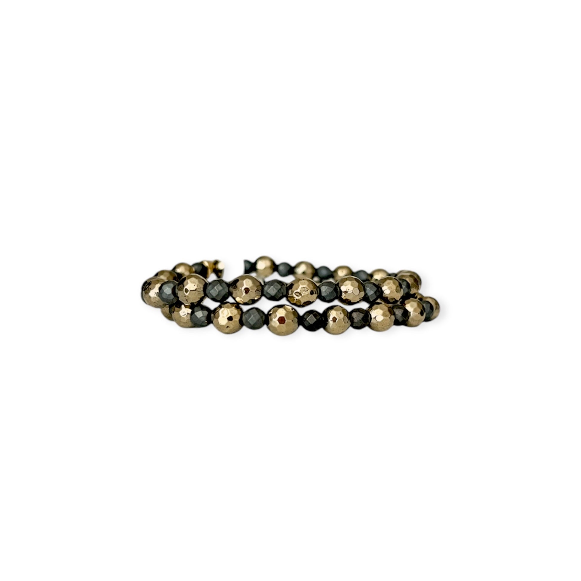 Golden Bronze & Gunmetal Two Tone Stretch Bead Bracelet