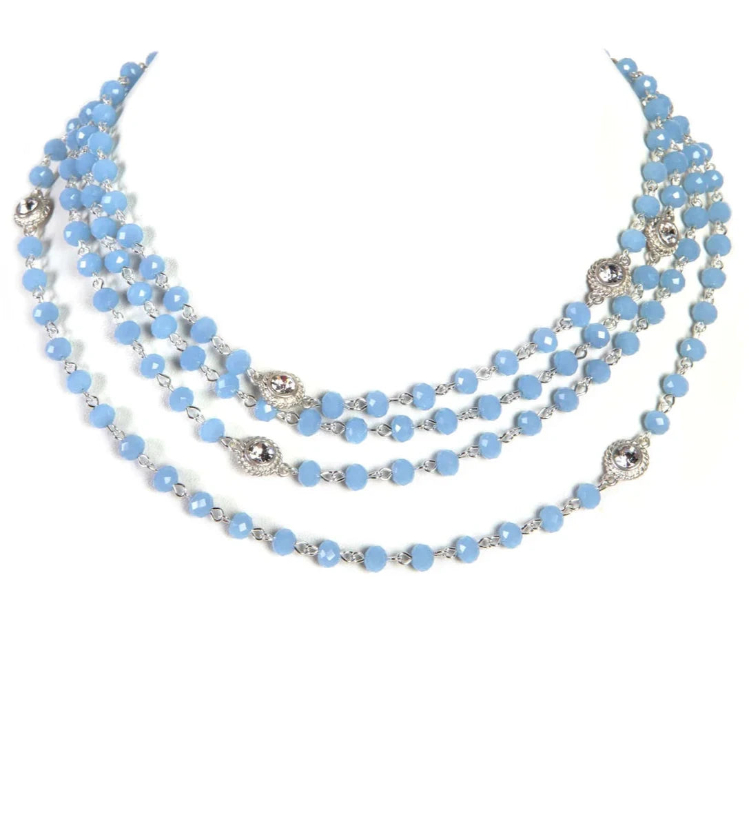 Magdalena - 6mm Crystal Silver Celestial Sky Blue Opal-Silver Night