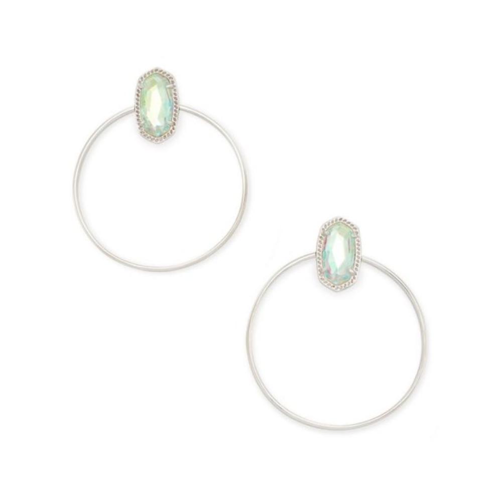 Mayra Open Frame Earring Silver Dichroic Glass