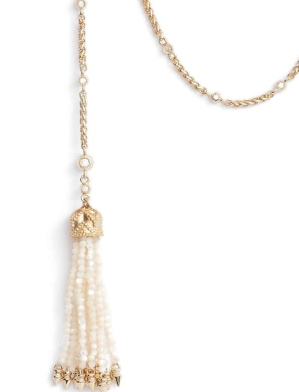 Monique Tassel Necklace Gold Mother of Pearl