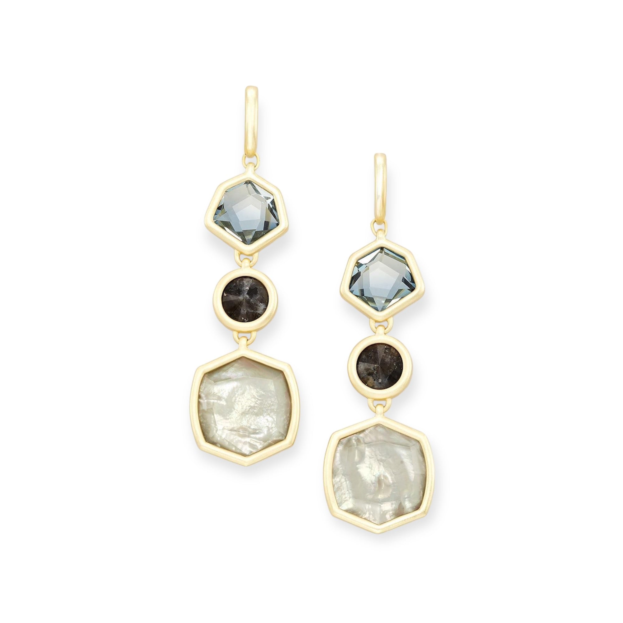 Natalia Linear Earring Gold Steel Gray Mix