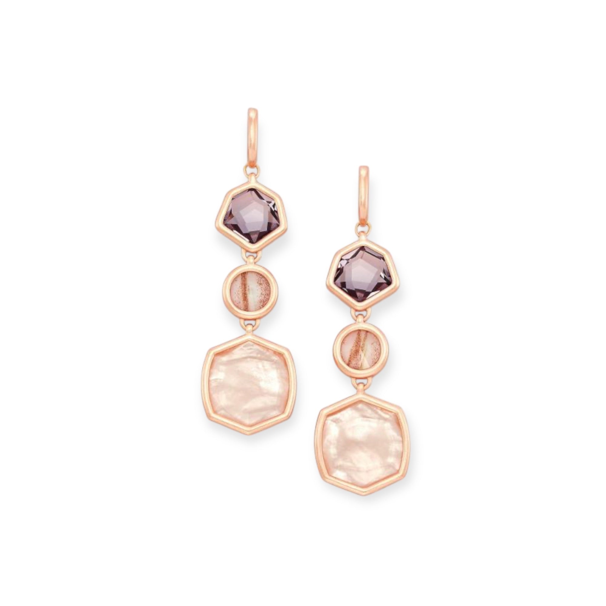 Natalia Linear Earring Rose Gold Peach Mix