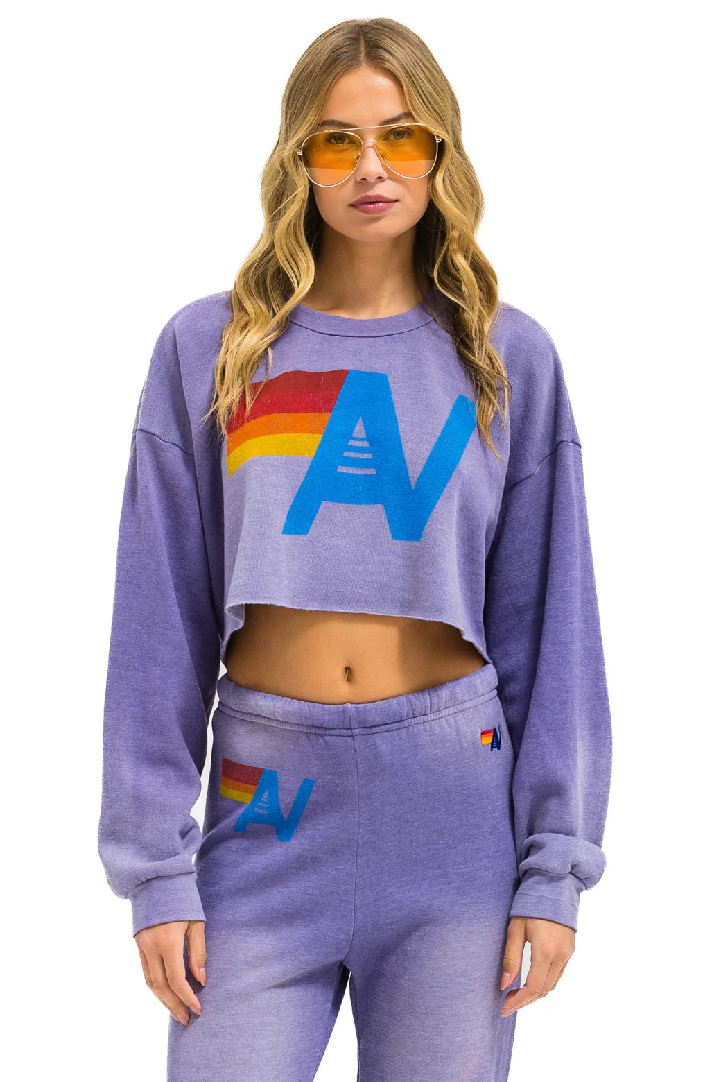 Vintage Logo Cropped Crew Sweatshirt Relaxed-Faded Grape