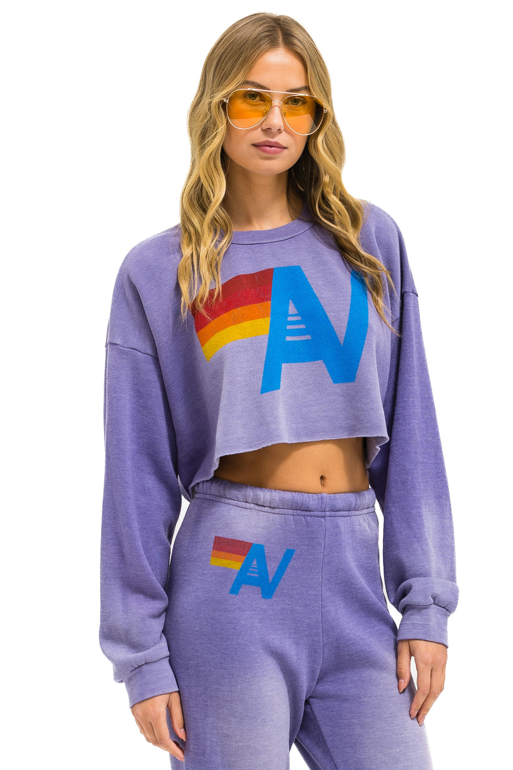 Vintage Logo Cropped Crew Sweatshirt Relaxed-Faded Grape