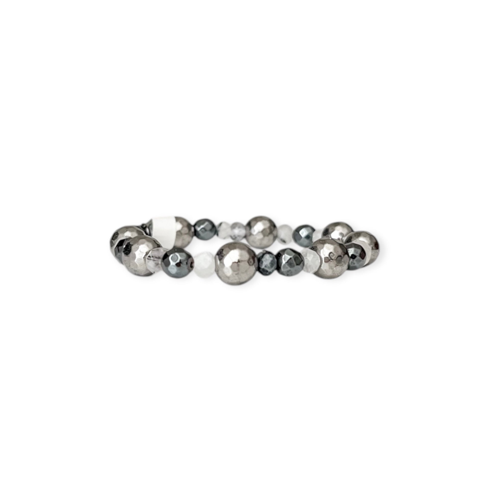 Silver Mystic Gunmetal Stretch Bead Bracelet