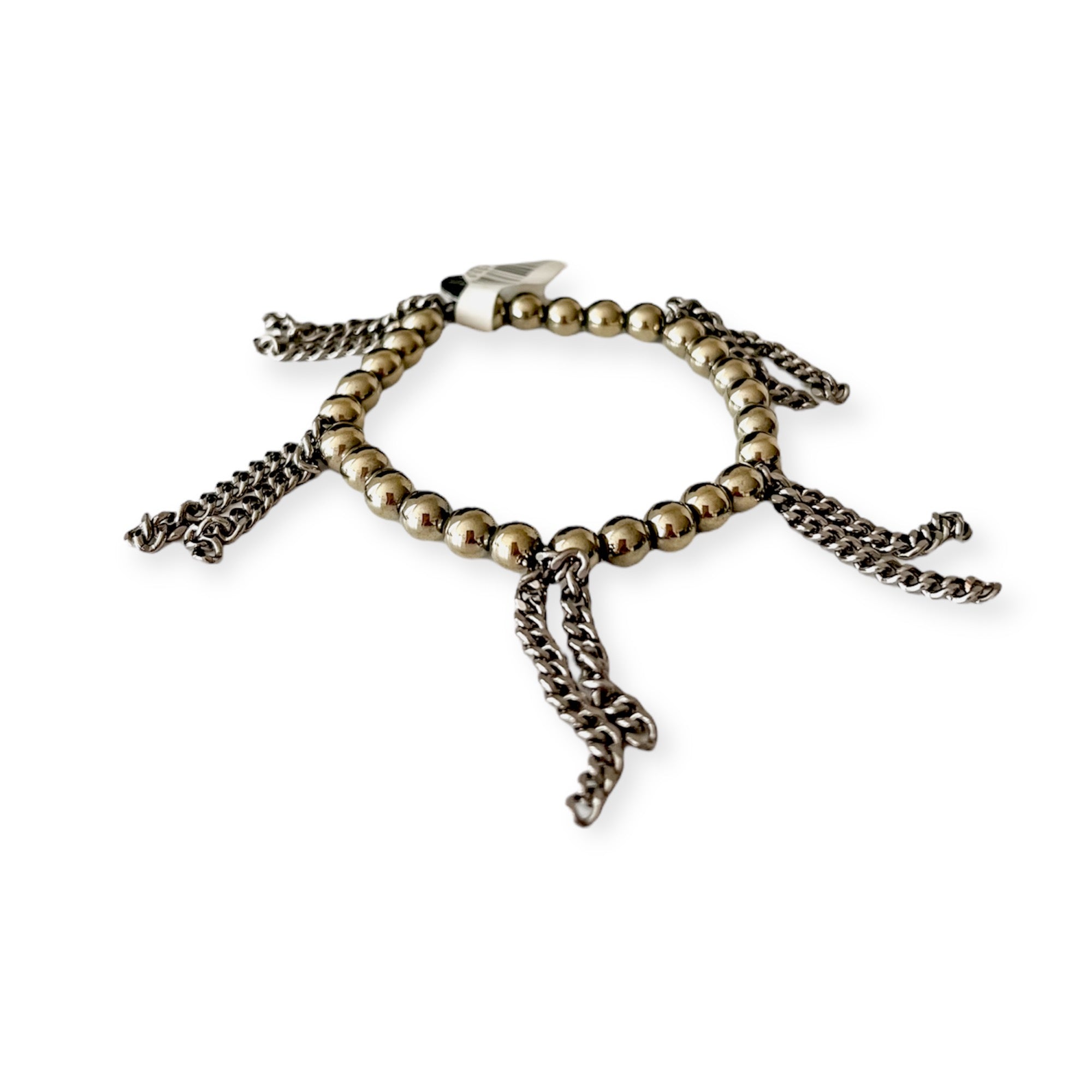 Stretch Gold Bead & Chain Bracelet