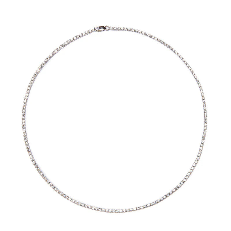 Tish Tennis Necklace White Rhodium Vermeil