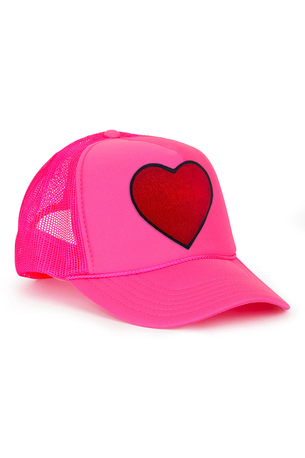 Heart Vintage Low Rise Trucker Hat Neon Pink