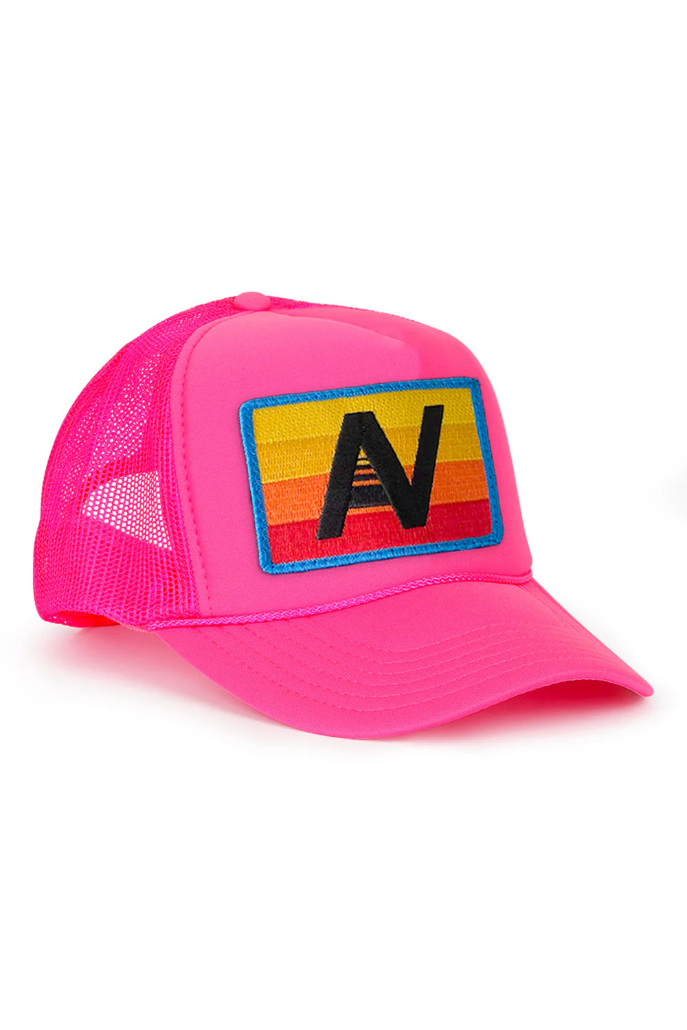 Logo Rainbow Vintage Low Rise Trucker Hat Neon Pink