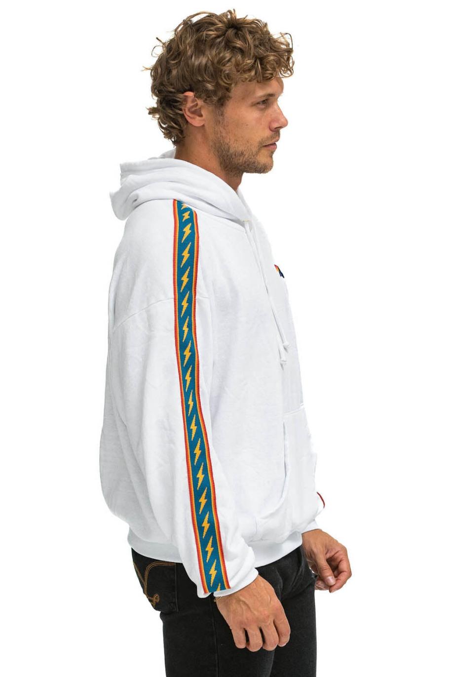 Bolt Stripe Relaxed Pullover Hoodie White