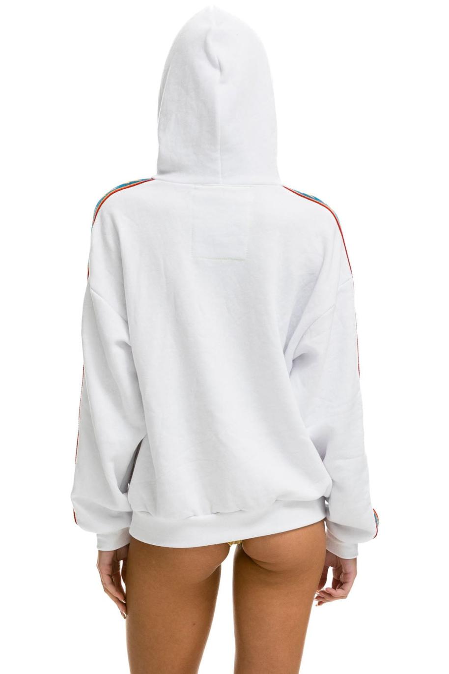 Bolt Stripe Relaxed Pullover Hoodie White