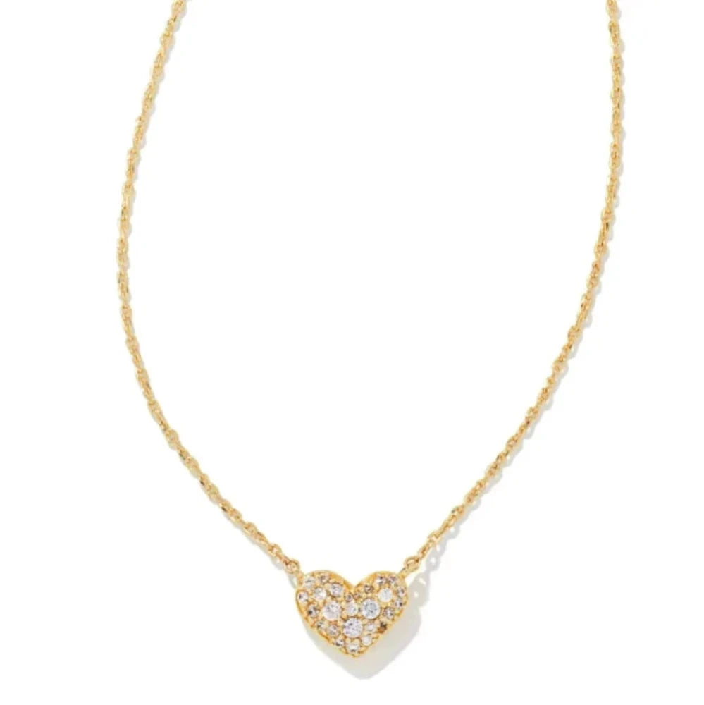 Ari Heart Gold Pave Crystal Pendant & Stud Gift Set