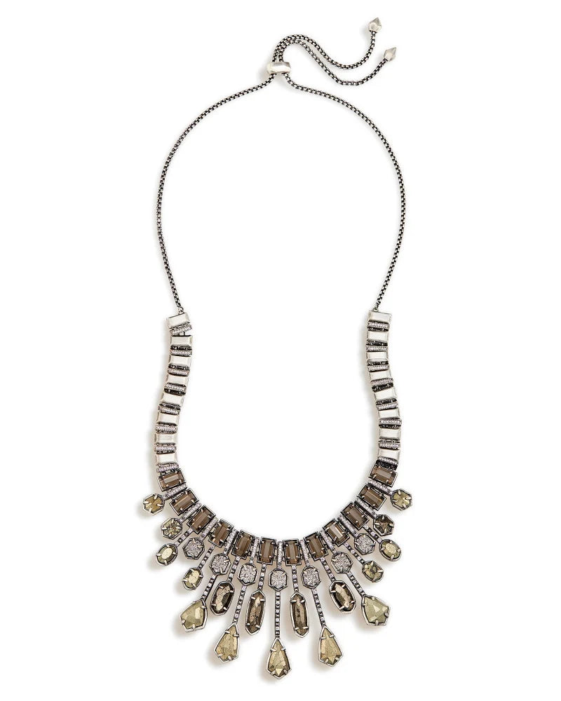 Bette Statement Necklace in Antique Silver Platinum Drusy