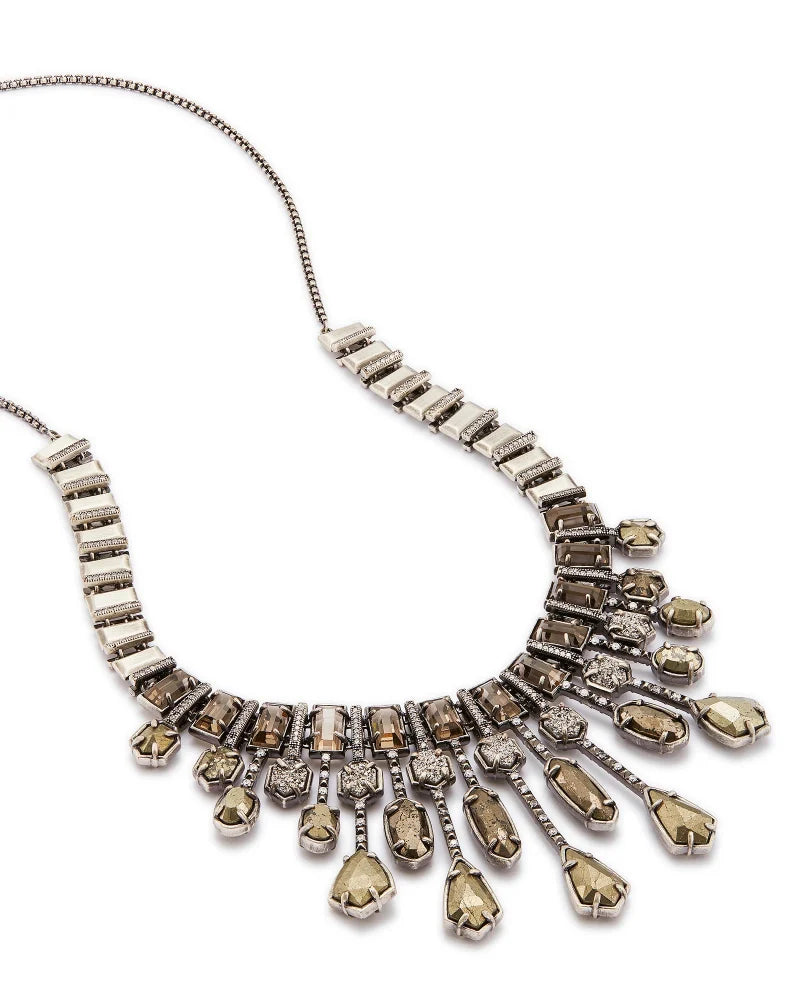 Bette Statement Necklace in Antique Silver Platinum Drusy