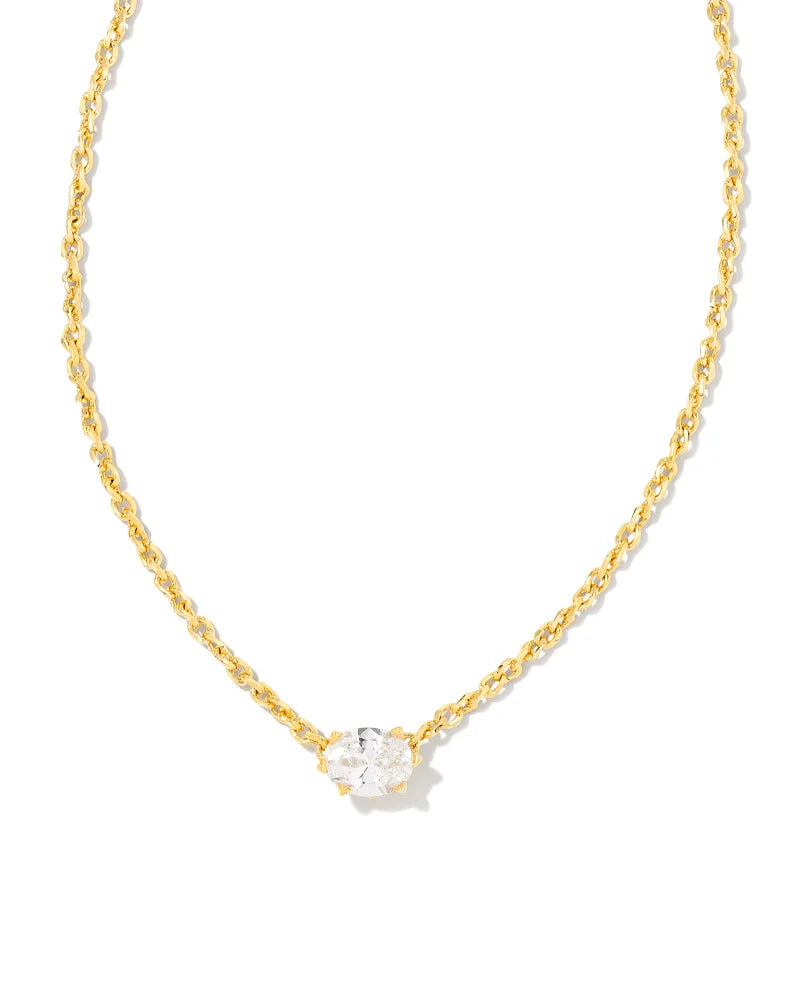 Cailin Gold Pendant Necklace in White Crystal Boxed